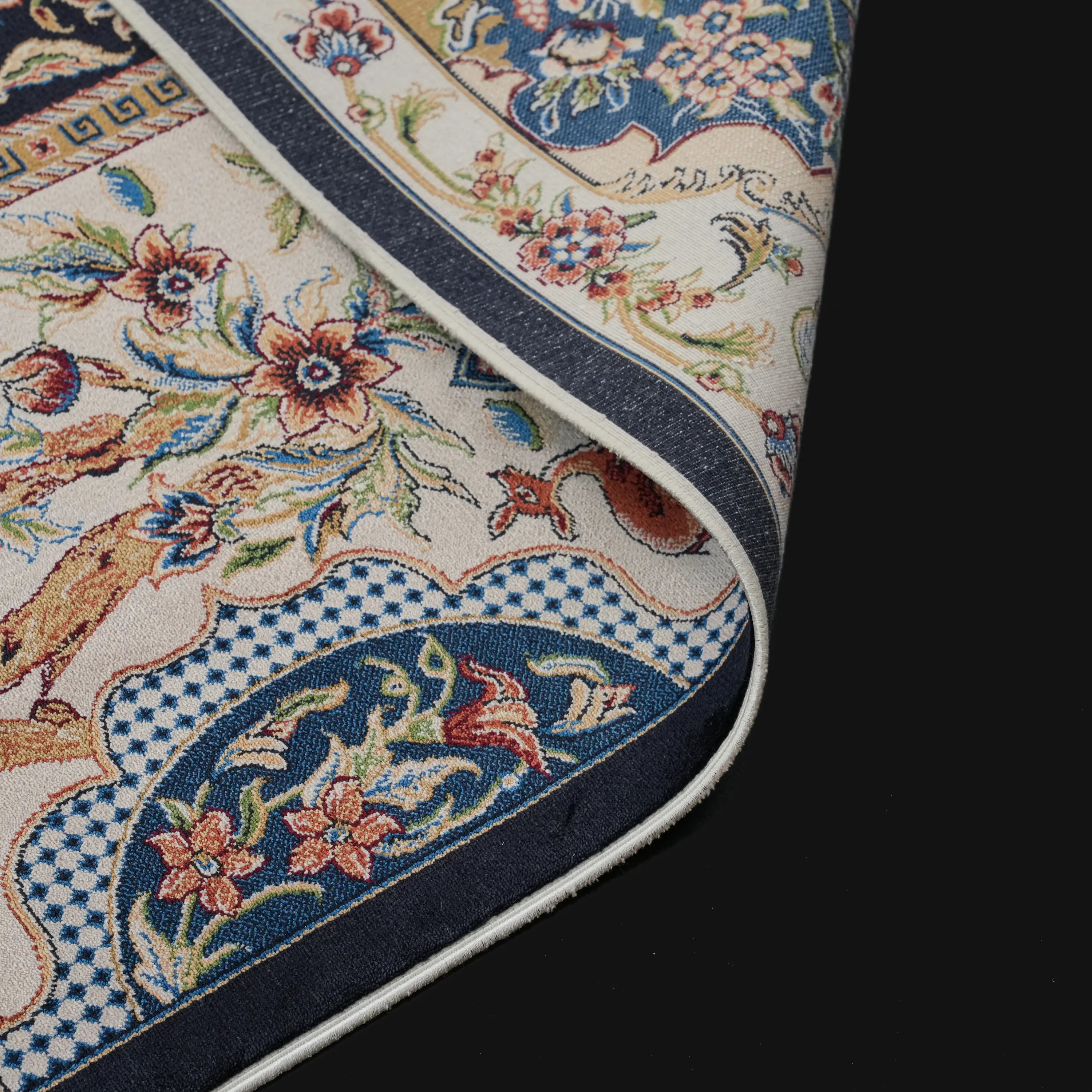 Ağaç Desenli Lacivert Bambu Halı