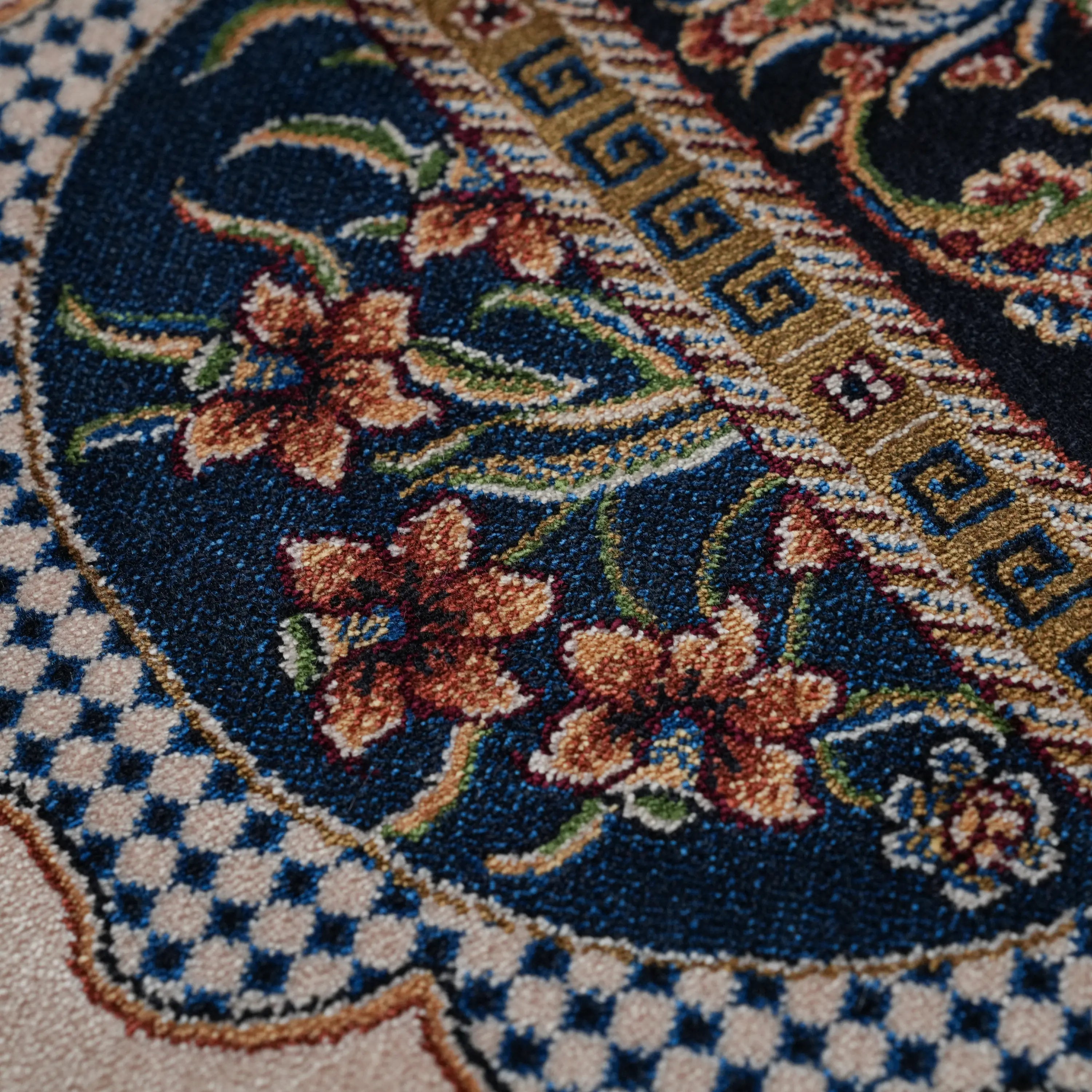 Ağaç Desenli Lacivert Bambu Halı