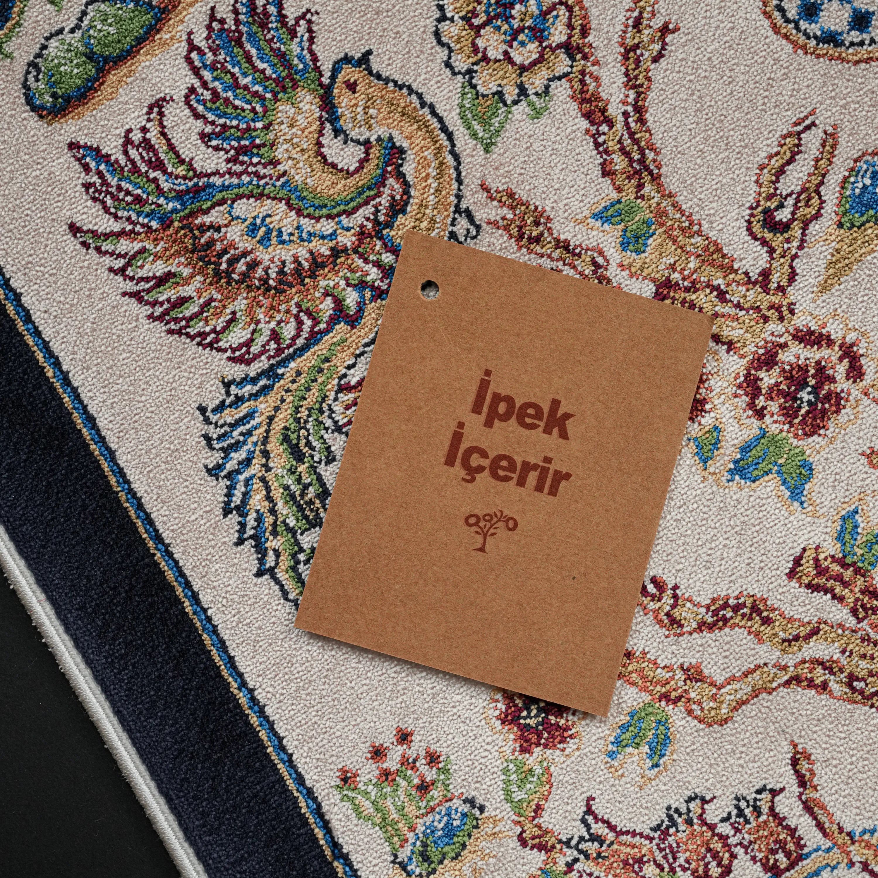 Ağaç Desenli Lacivert Bambu Halı