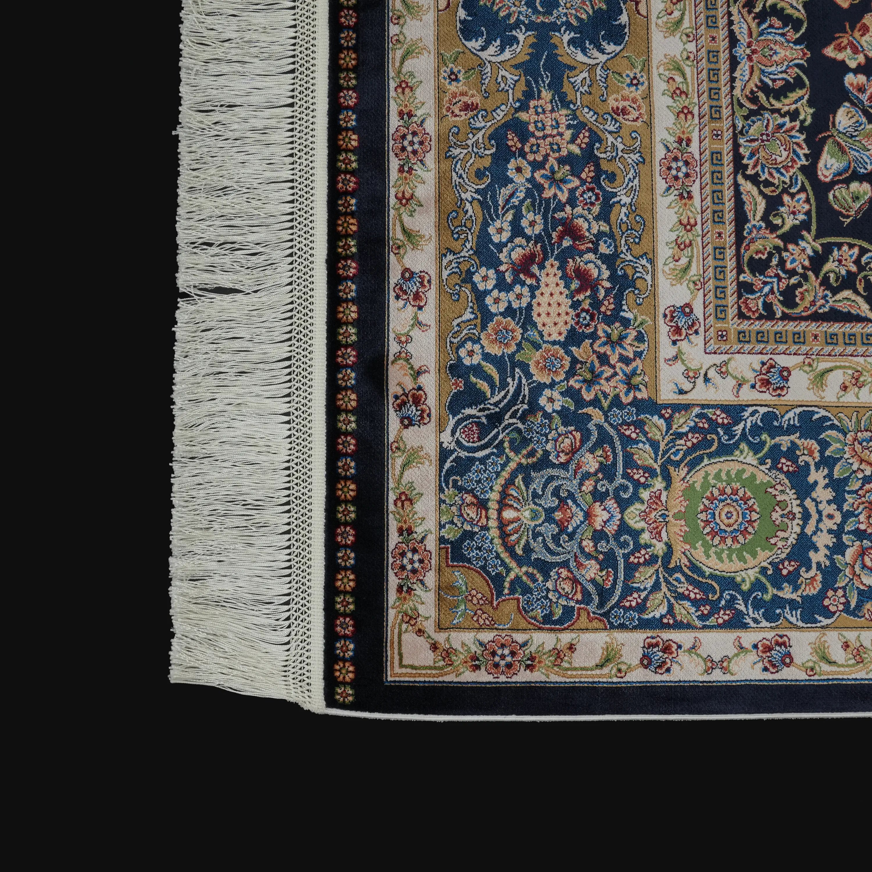 Ağaç Desenli Lacivert Bambu Halı