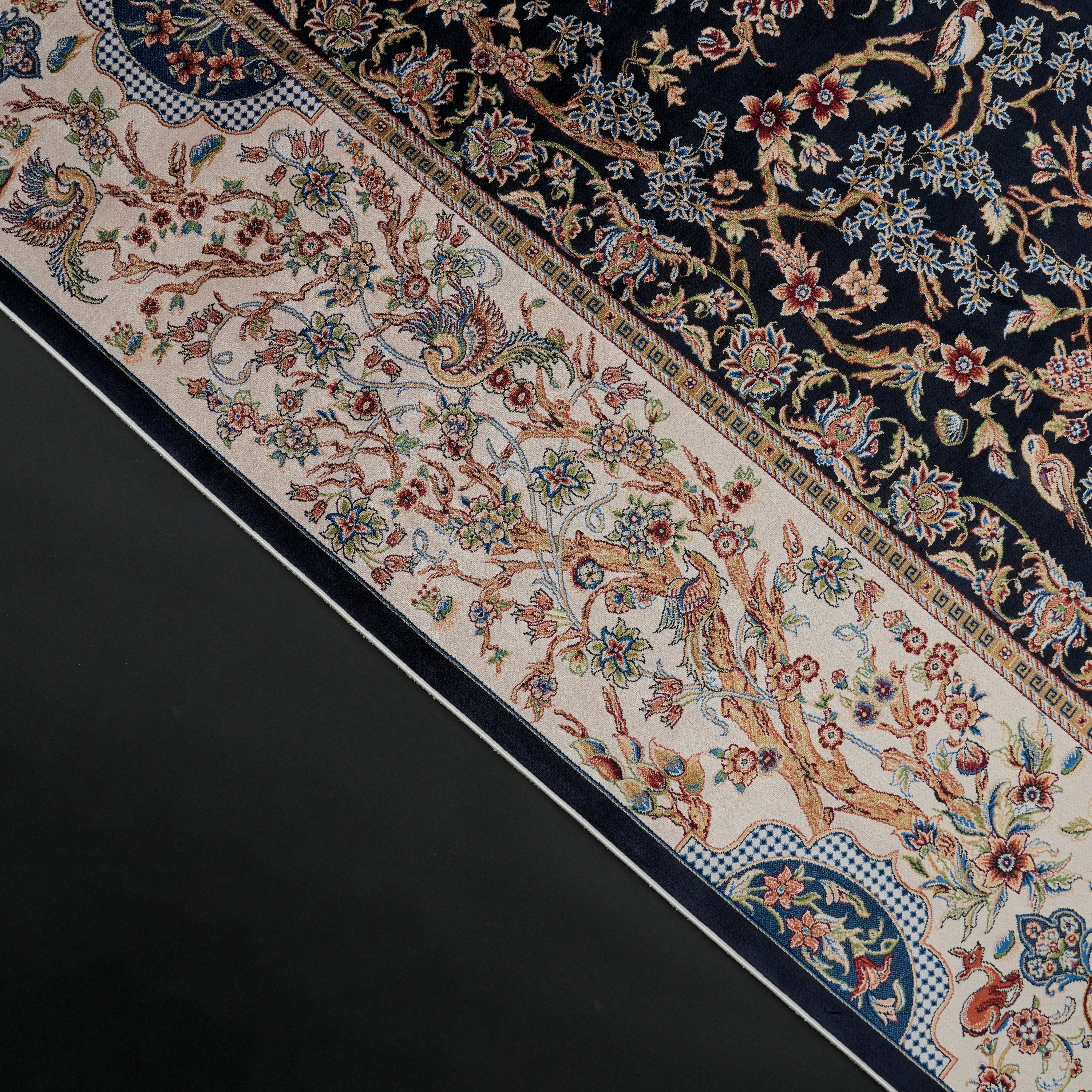 Ağaç Desenli Lacivert Bambu Halı