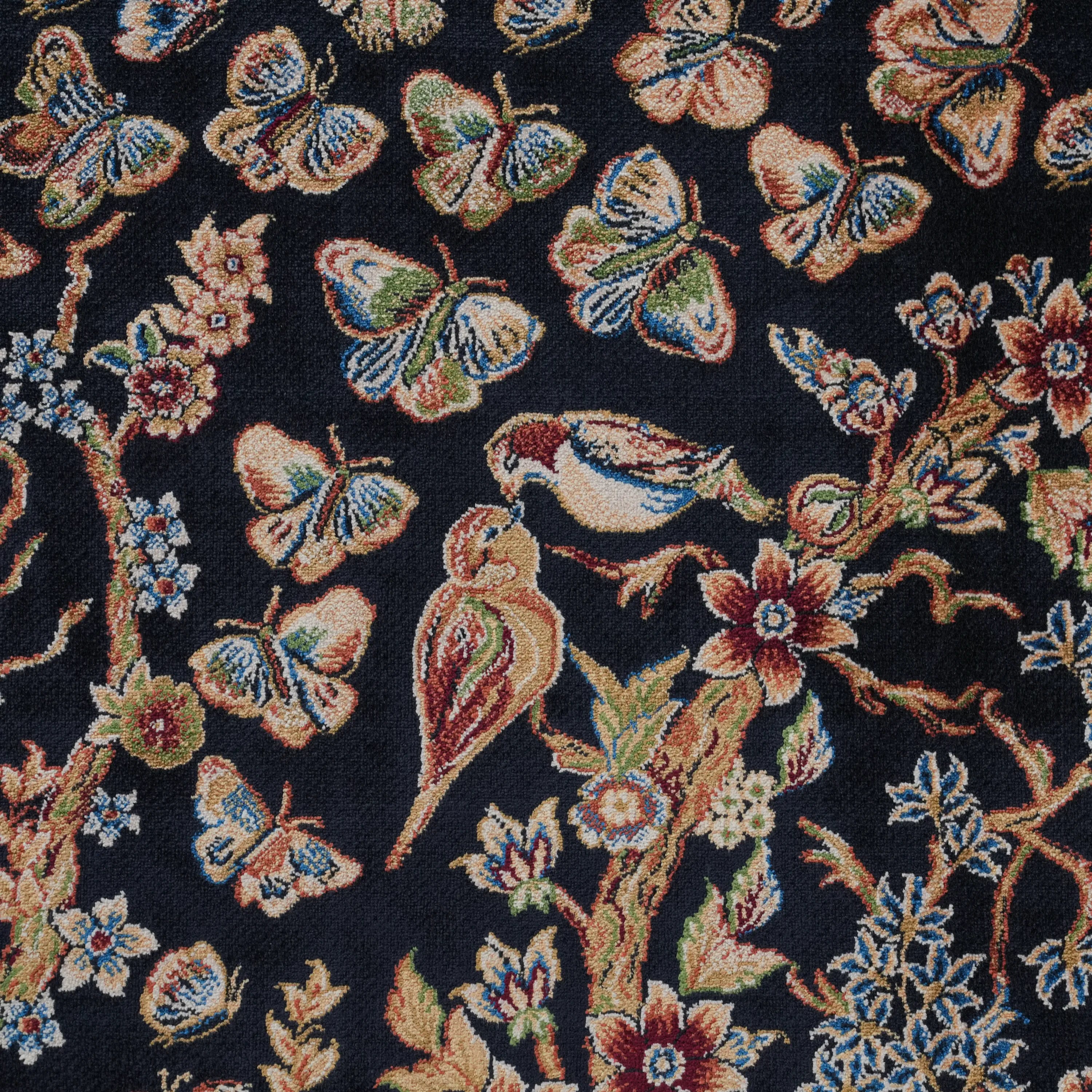 Ağaç Desenli Lacivert Bambu Halı