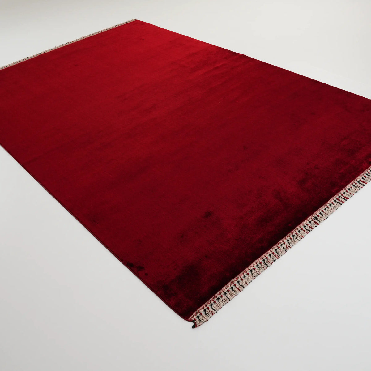 Alzade Serisi Sade Desenli Kırmızı Tencel Tezgah Dokuma Halı, 200x300 cm — Halıcızade