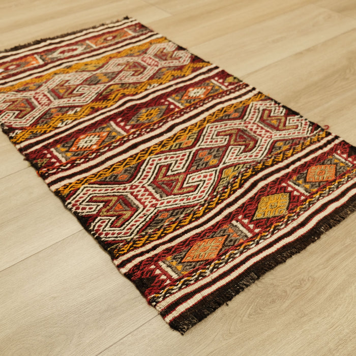 Anadolu Desenli El Dokuma Mut Cicim Kilim, rengarenk, 61x110 cm — Halıcızade