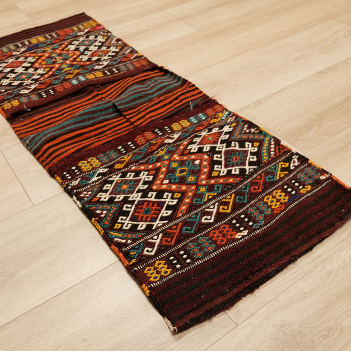 Anadolu Desenli Yörük Cicim El Dokuma Sandık Eskisi Yün Heybe, rengarenk, 50x133 cm — Halıcızade