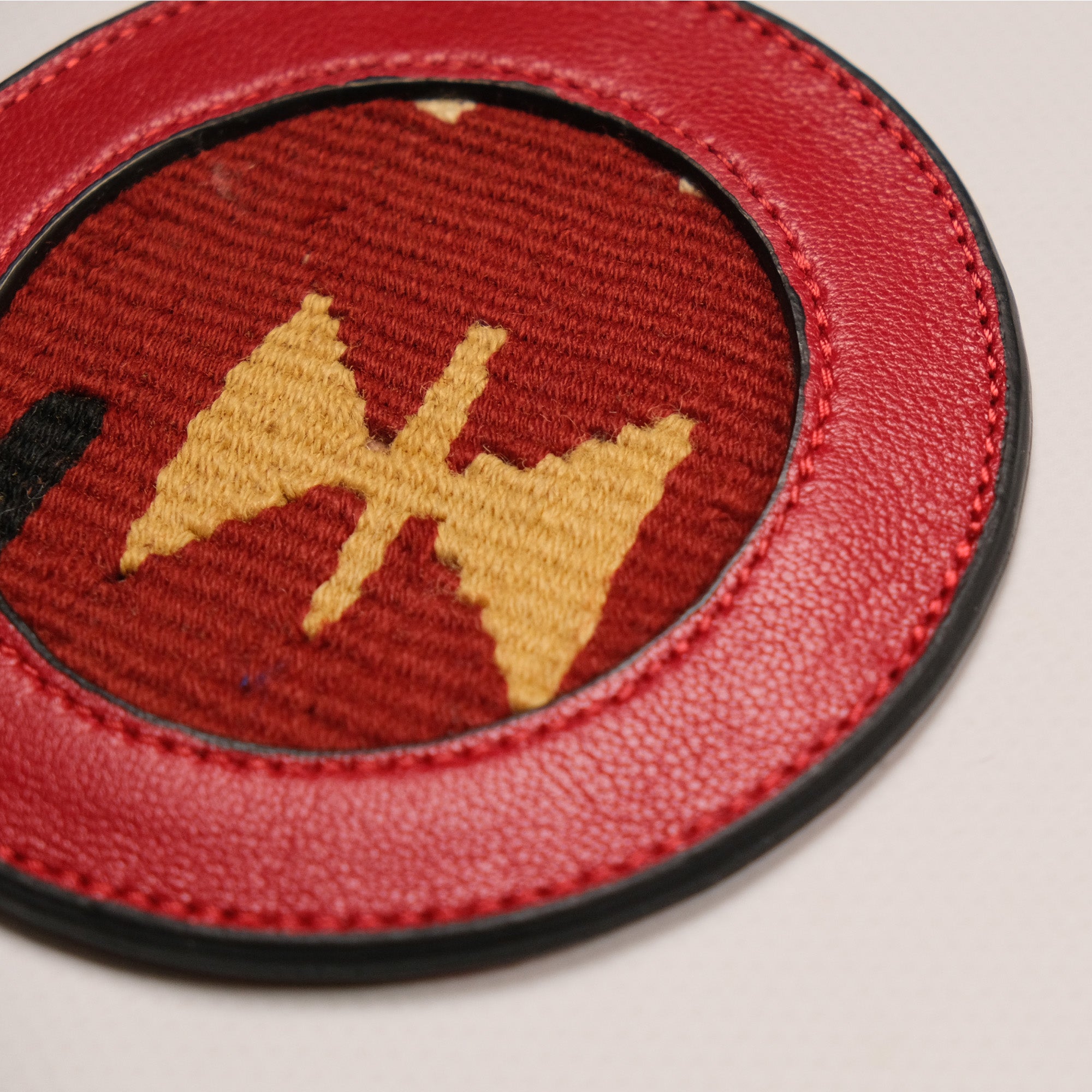 Anatolian Design Leather, Hand Woven Rug Coaster