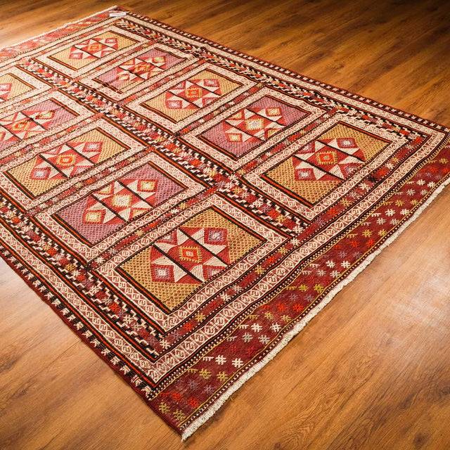 Anadolu Desenli El Dokuma Sandık Eskisi Kazak Cicim Kilim, rengarenk, 180x285 cm — Halıcızade