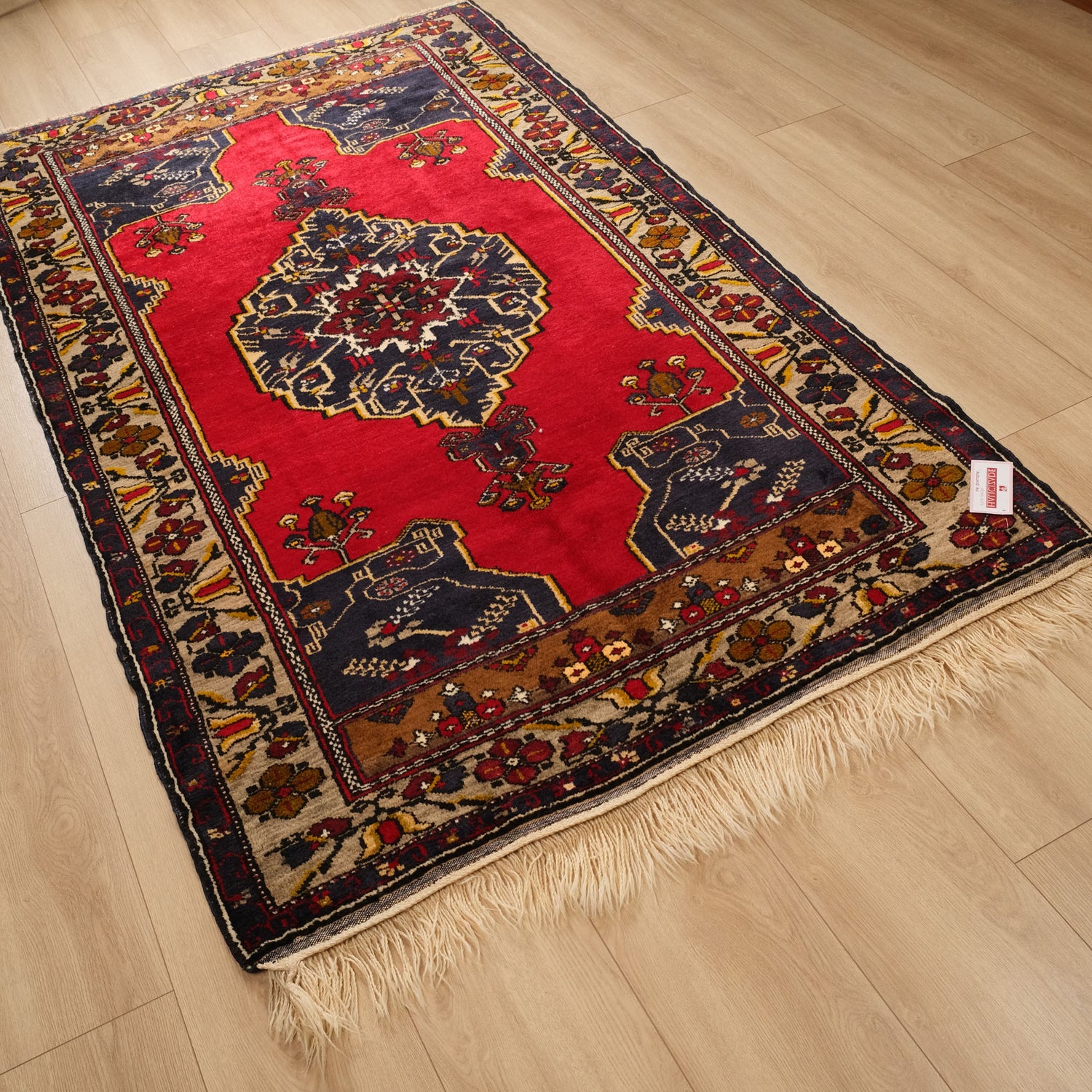El Dokuma Anadolu Desenli Eski Adana Yörük Halısı, kırmızı, 138x235 cm — Halıcızade