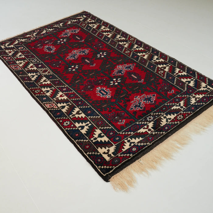 Anadolu desenli Döşemealtı köy dokuma kirmen halı, kırmızı, 130x216 cm — Halıcızade