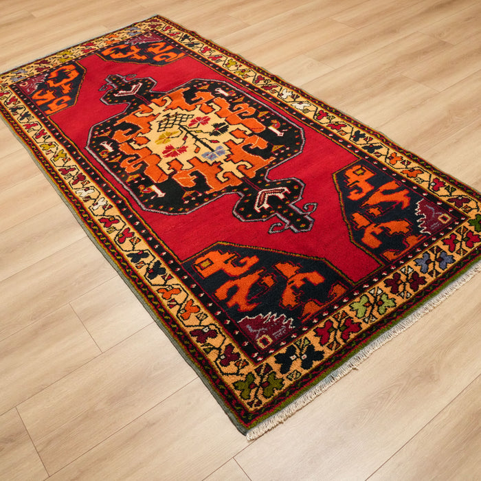 Anadolu Desenli Kırmızı Ortaköy Sandık Eskisi Köy Dokuma Halı, 117x246 cm — Halıcızade