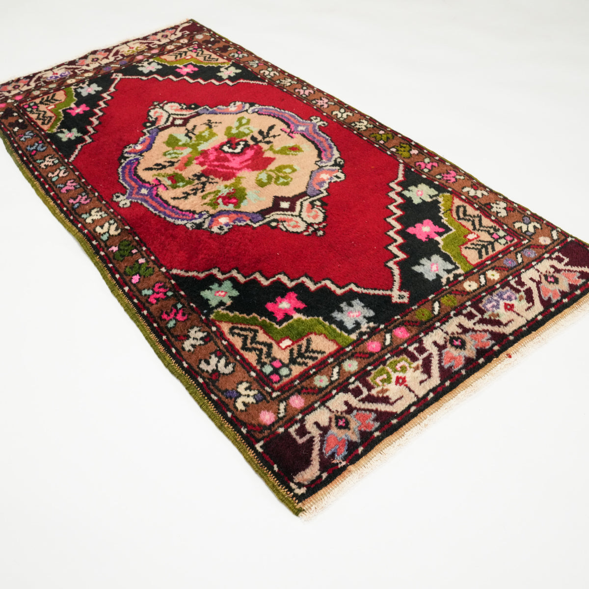 Anadolu Desenli Kırşehir Köy Dokuma Bordo Halı Yastık, 56x113 – 56x116 cm — Halıcızade