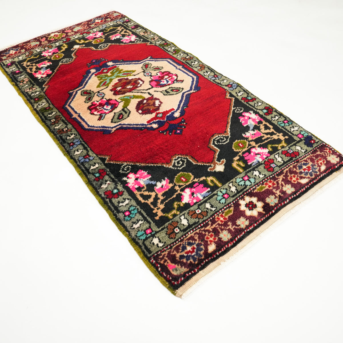 Anadolu Desenli Kırşehir Köy Dokuma Yün Kırmızı Halı Yastık, 55x114 cm — Halıcızade