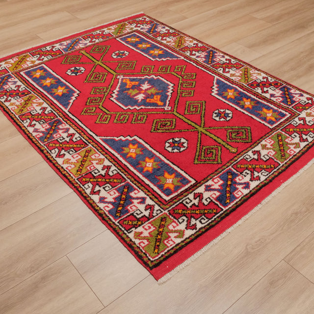 Anadolu Desenli Rengarenk Yün Çanakkale Köy Dokuma Halı, 130x174 cm — Halıcızade