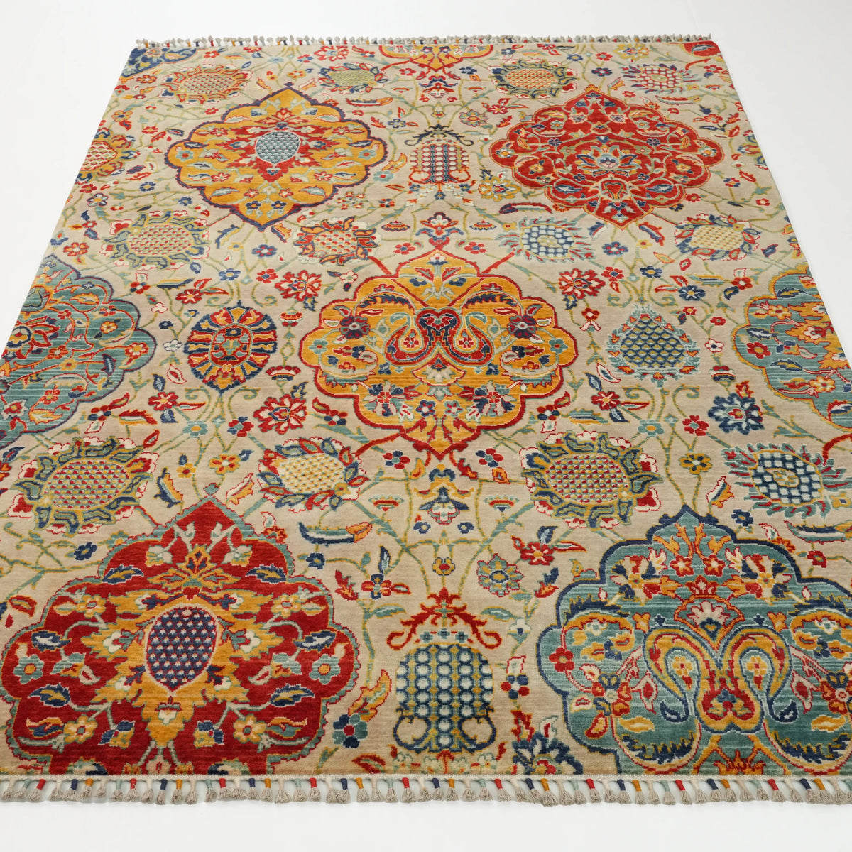 Anadolu Desenli Rengarenk Yün Etnik Tezgah Dokuma Halı — 170x240 cm