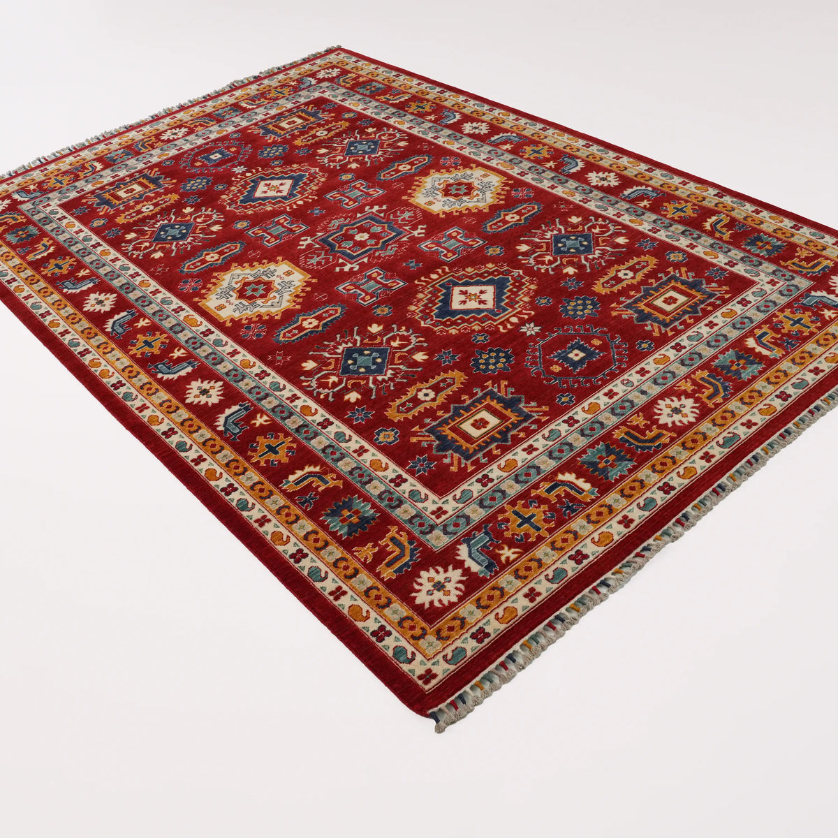 Anadolu Desenli Yün Kırmızı Tezgah Dokuma Halı, 200x300 cm — Halıcızade
