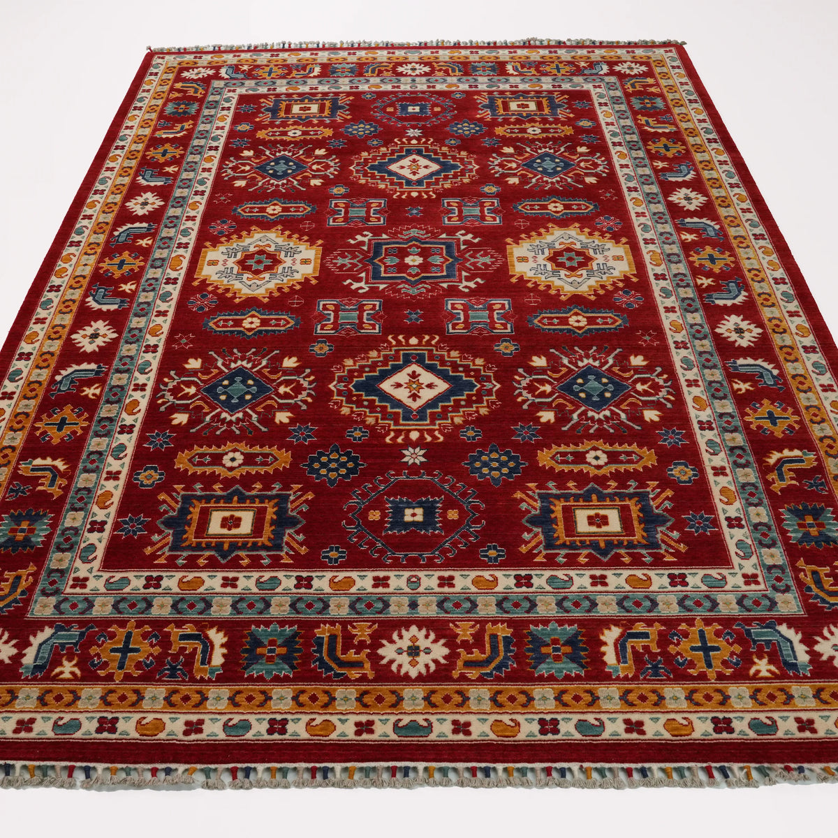 Anadolu Desenli Yün Kırmızı Tezgah Dokuma Halı — 200x300 cm