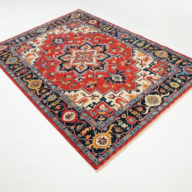 Tempus Serisi Anadolu Madalyon Desenli Kırmızı Yün Tezgah Dokuma Halı, 80x150 – 300x400 cm — Halıcızade