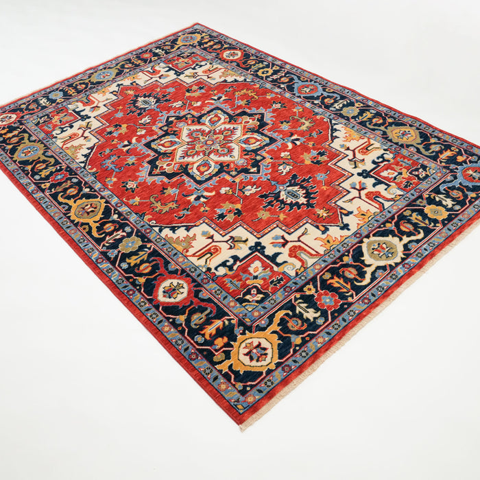 Tempus Serisi Anadolu Madalyon Desenli Kırmızı Yün Tezgah Dokuma Halı, 80x150 – 300x400 cm — Halıcızade