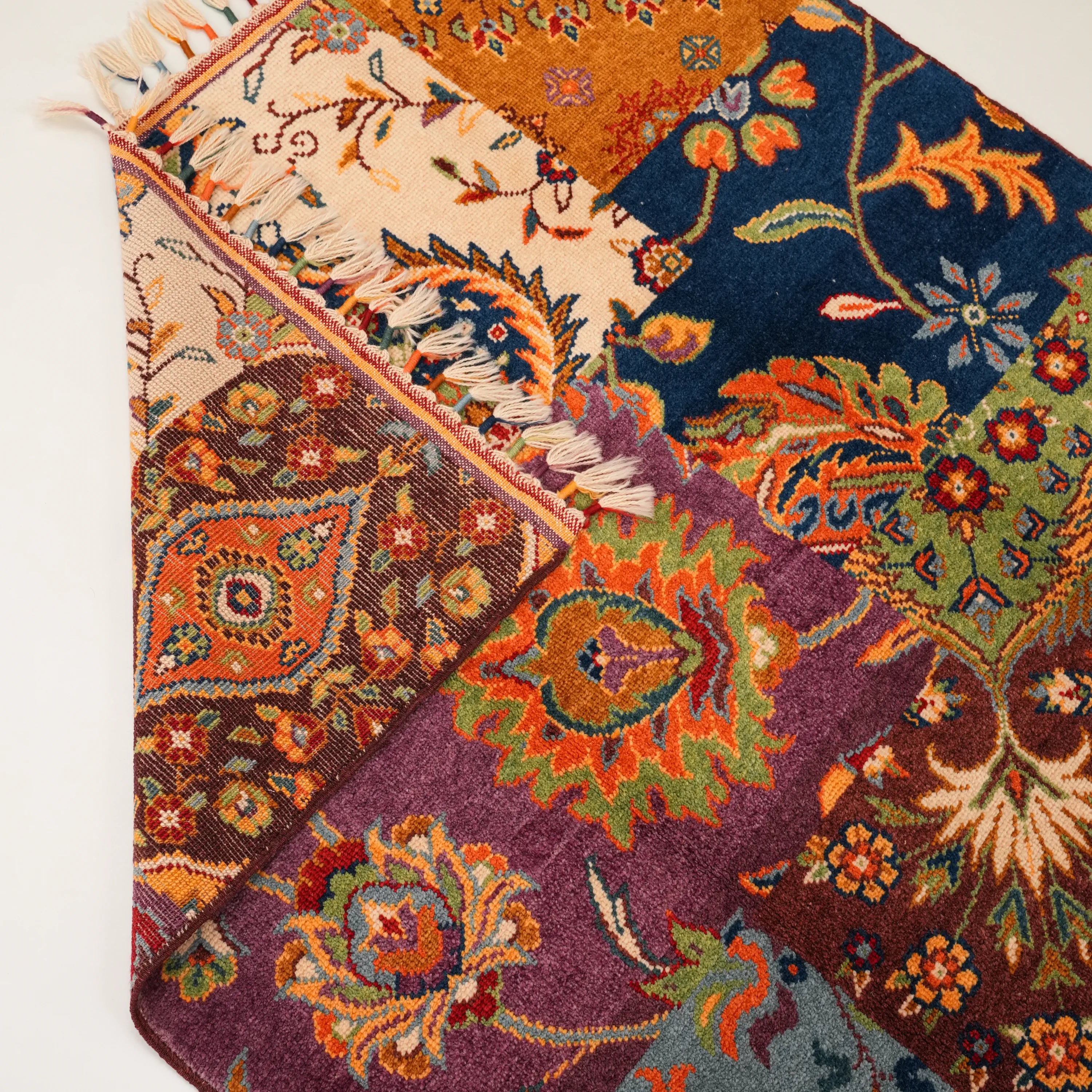 Anadolu Şal Serisi El Dokuma Patchwork Desenli Rengarenk Yün Halı