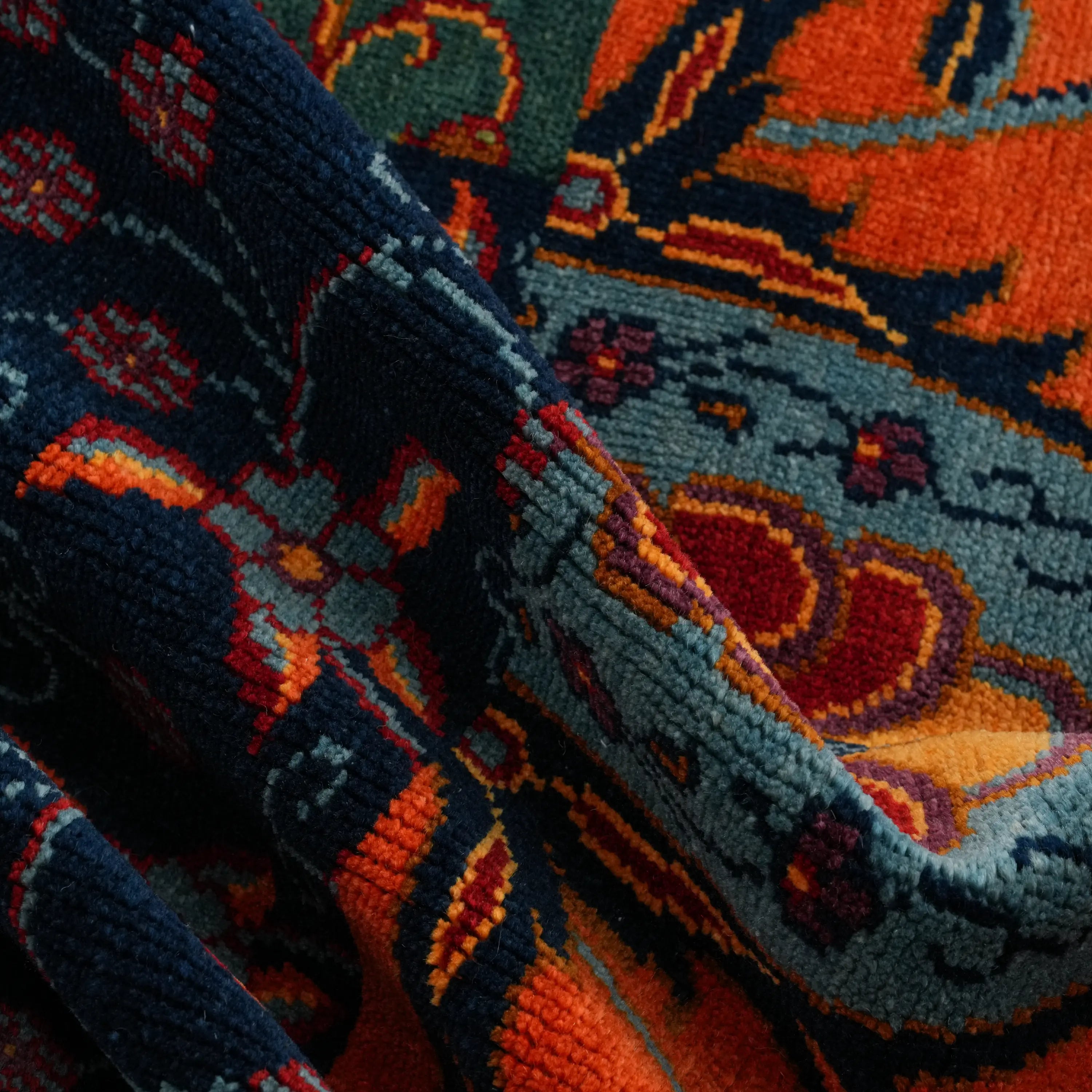 Anadolu Şal Serisi El Dokuma Patchwork Desenli Rengarenk Yün Rug