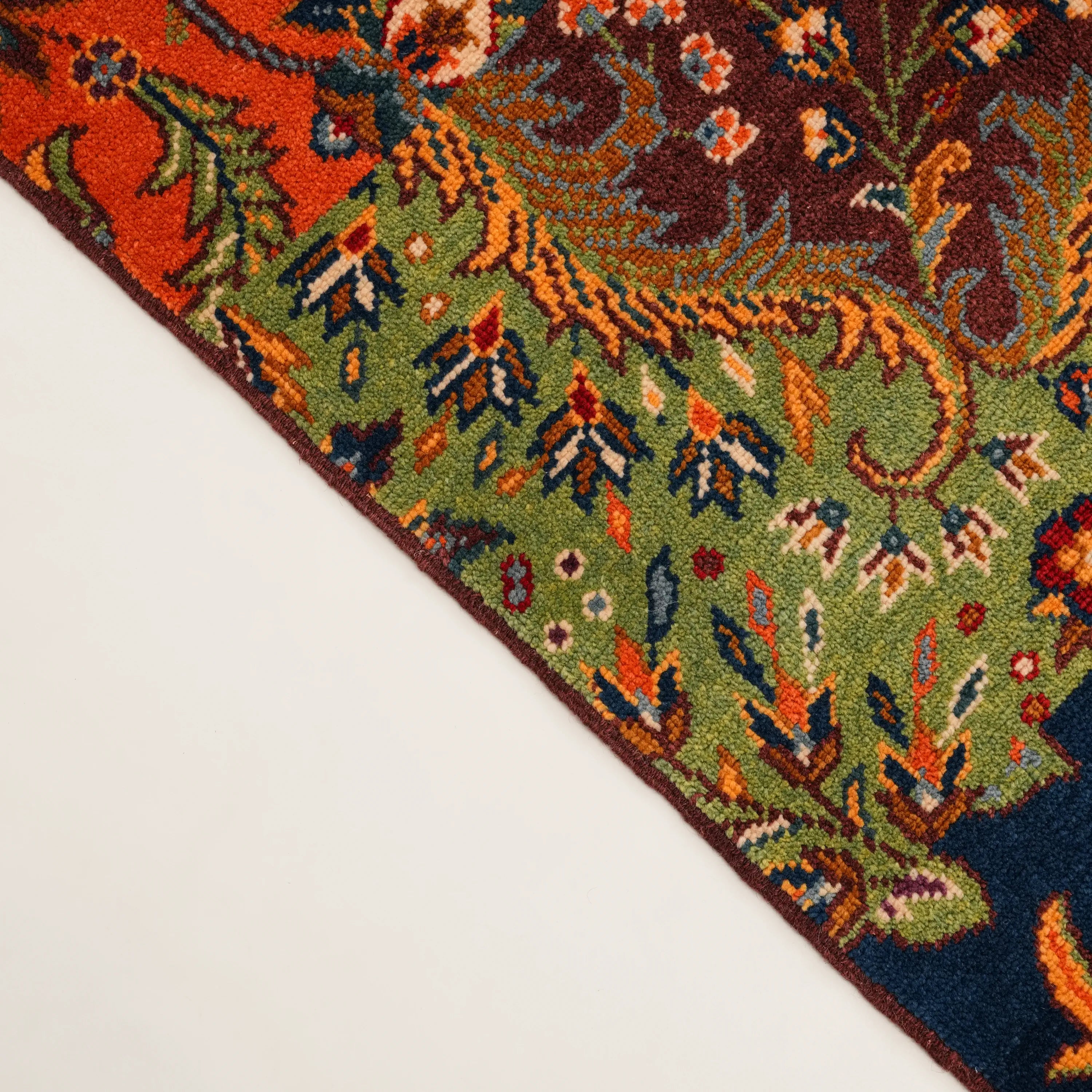 Anadolu Şal Serisi El Dokuma Patchwork Desenli Rengarenk Yün Halı