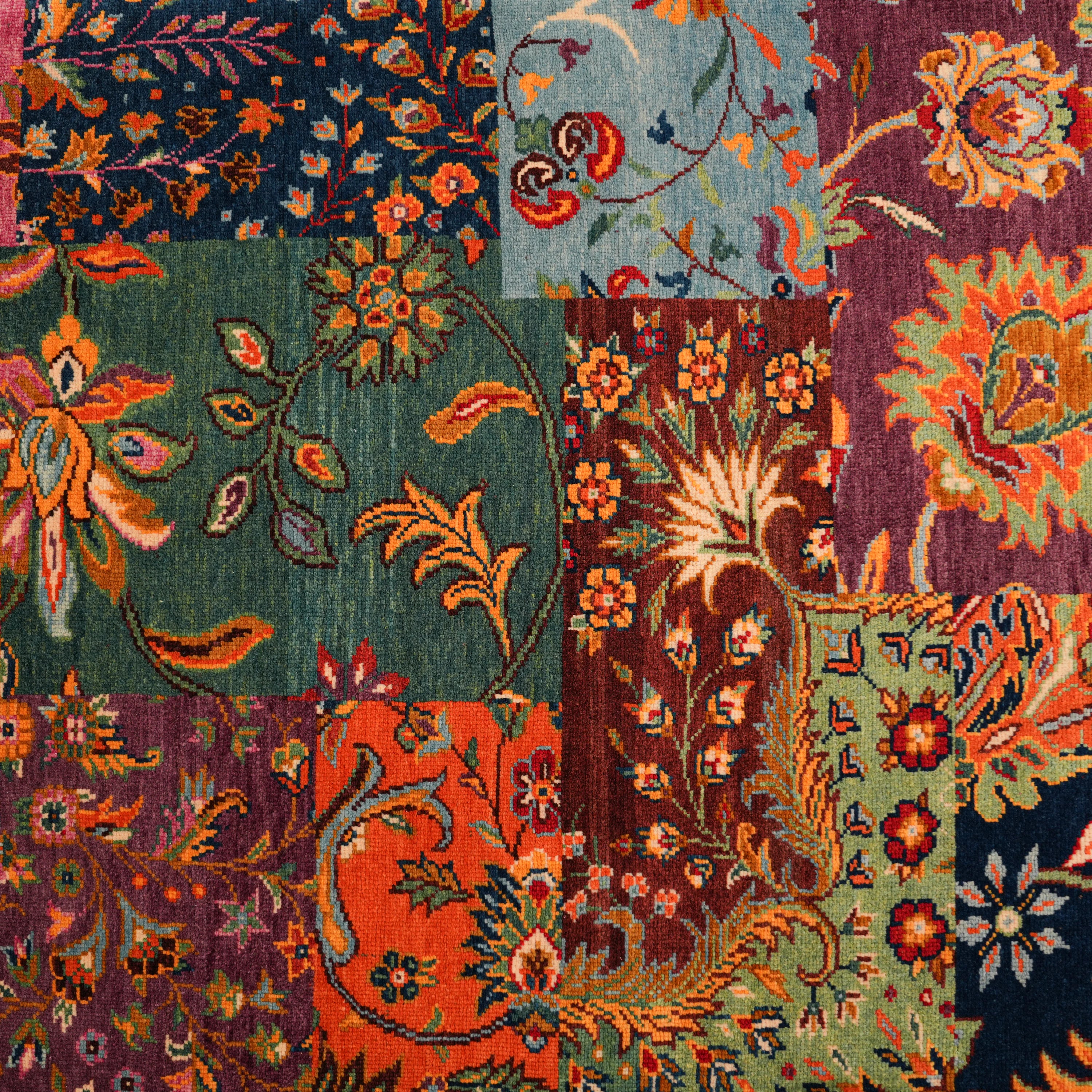 Anatolian Shawl Series Handwoven Patchwork Pattern Wool colorful Rug