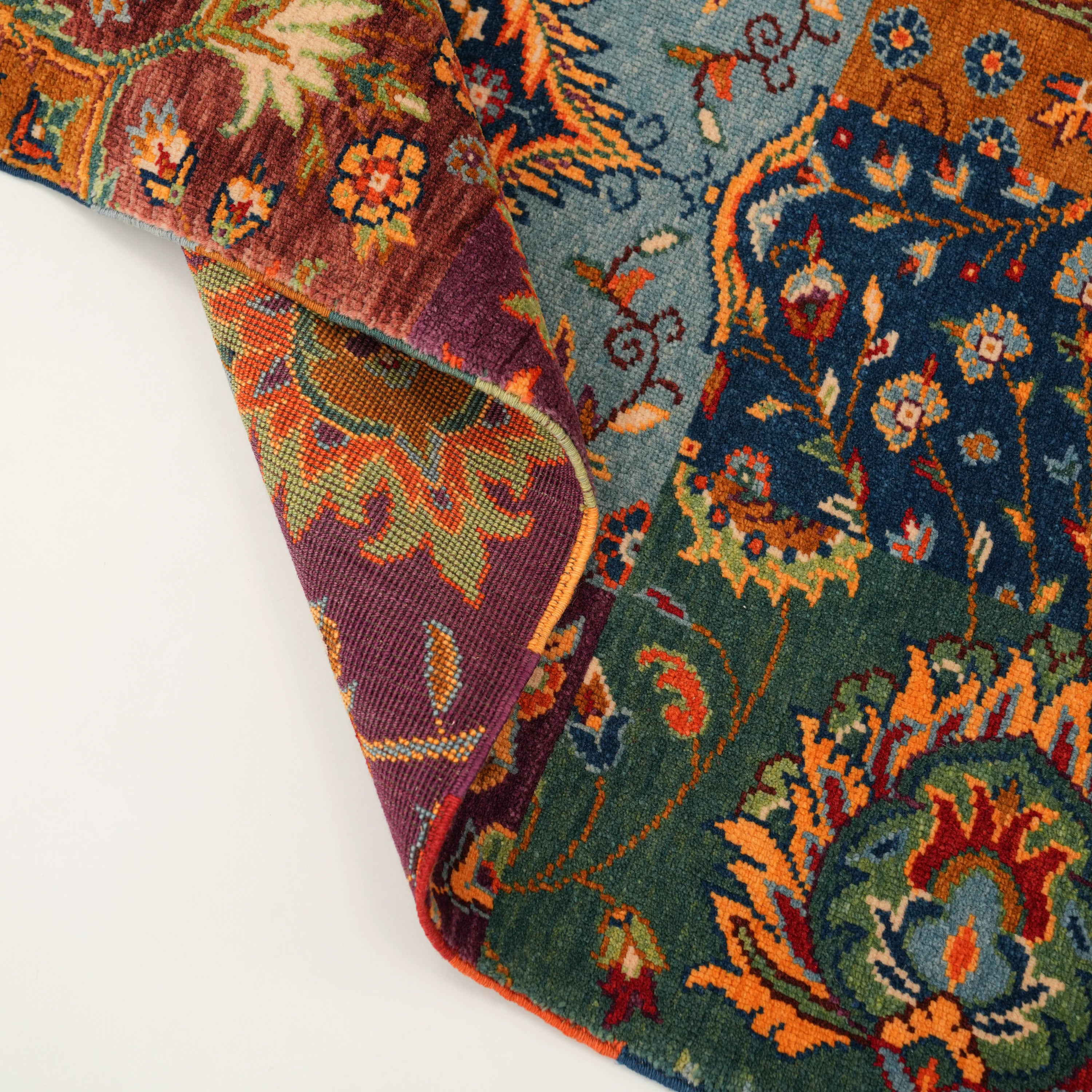 Anatolian Shawl Series Handwoven Patchwork Pattern Wool colorful Ethnic Rug