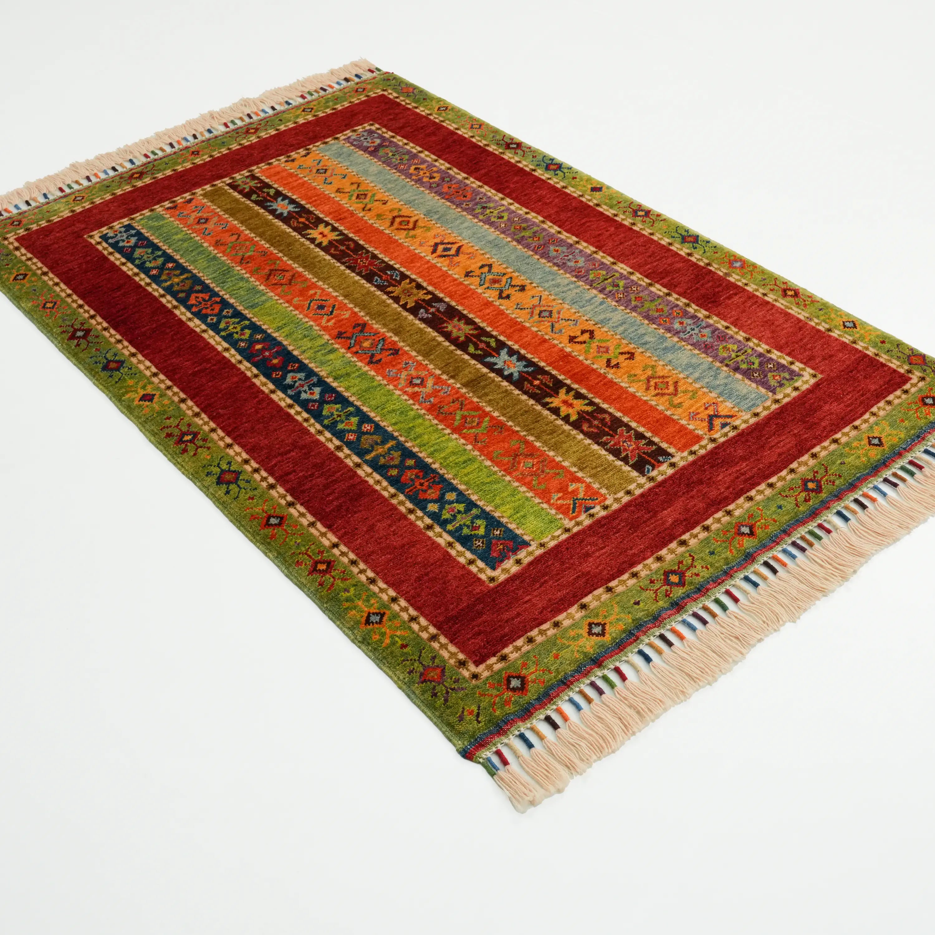 Anadolu Şal Serisi El Dokuma Rengarenk Sivas Zara Desenli Yün Halı