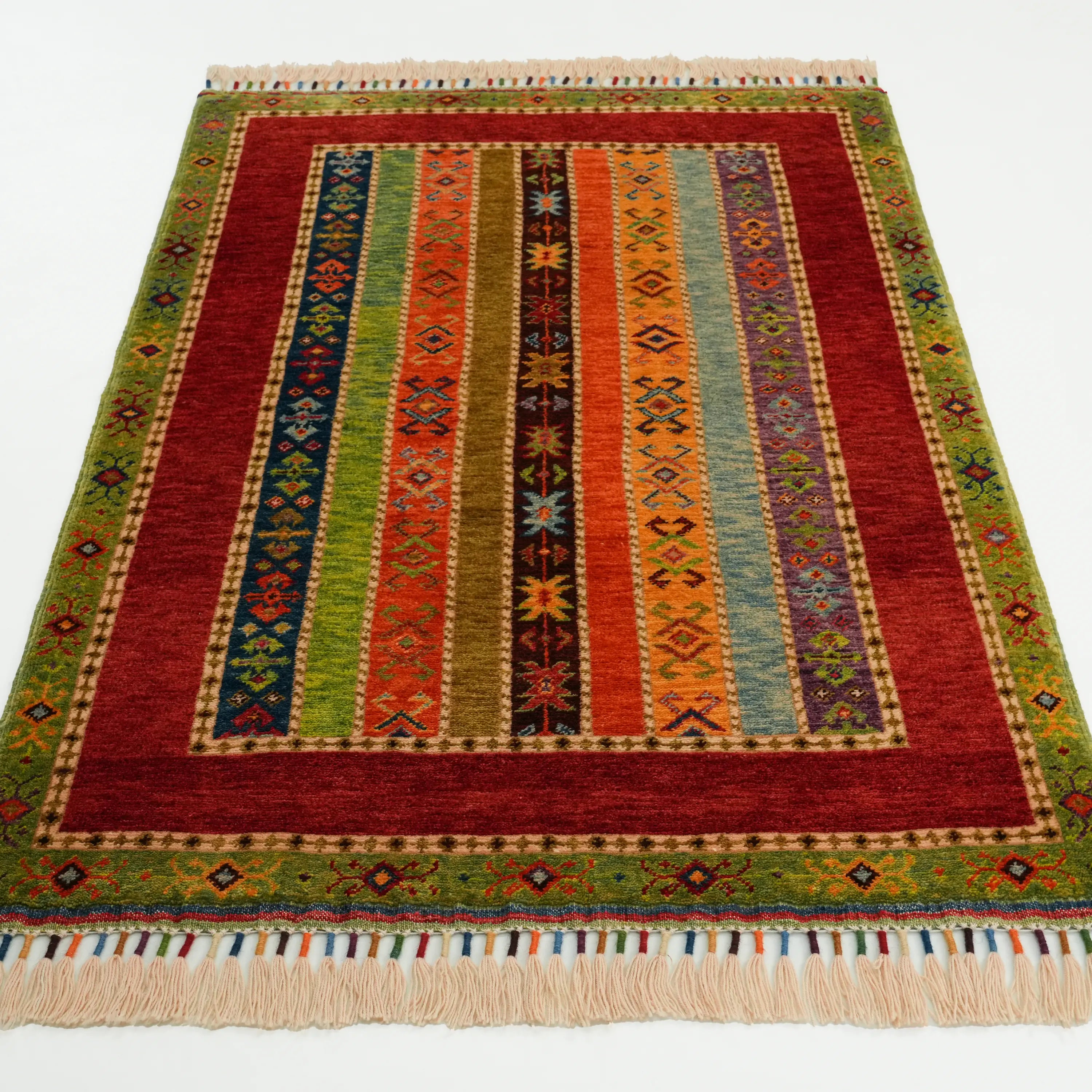 Anadolu Şal Serisi El Dokuma Rengarenk Sivas Zara Desenli Yün Halı