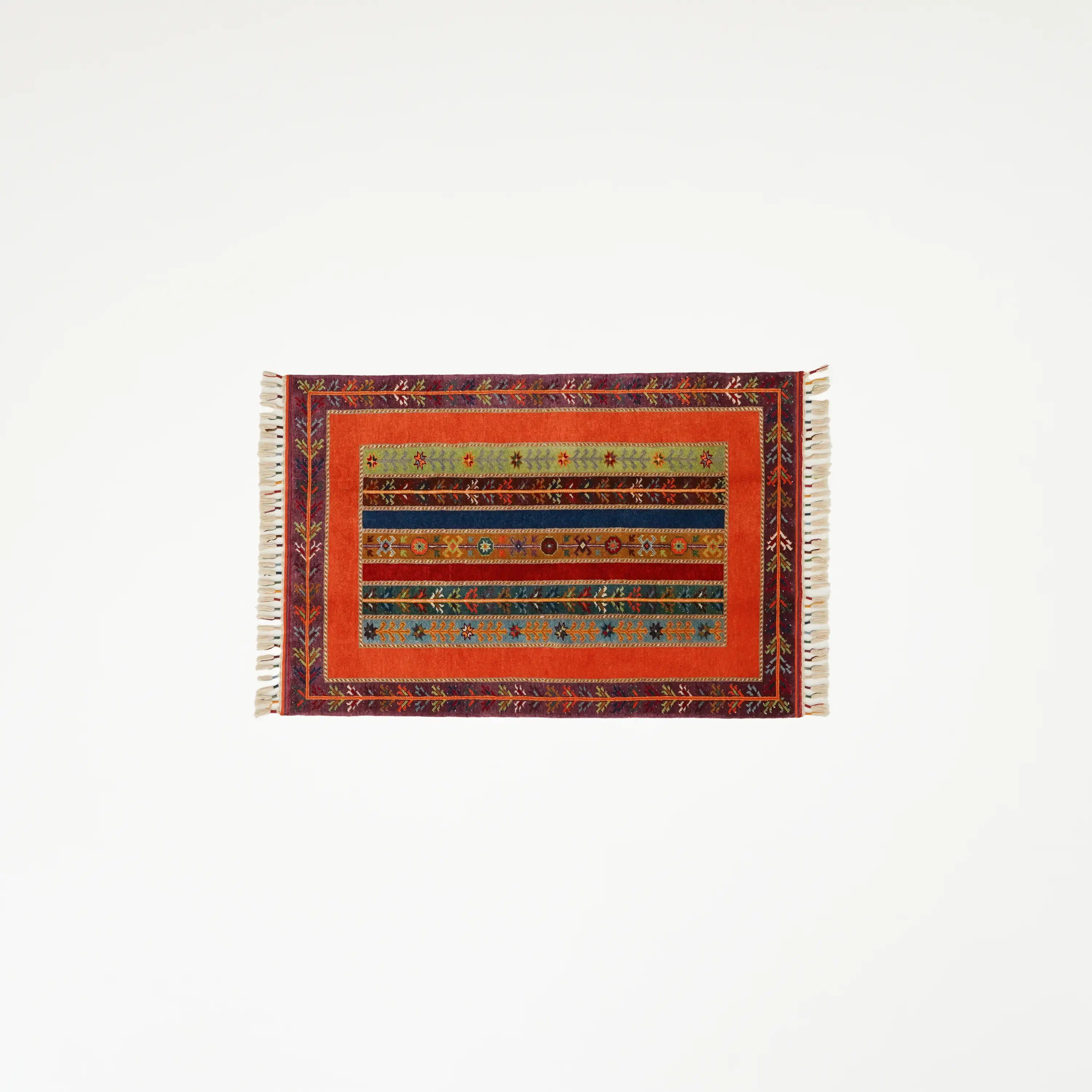 Anadolu Şal Serisi El Dokuma Şal Desenli Rengarenk Yün Halı