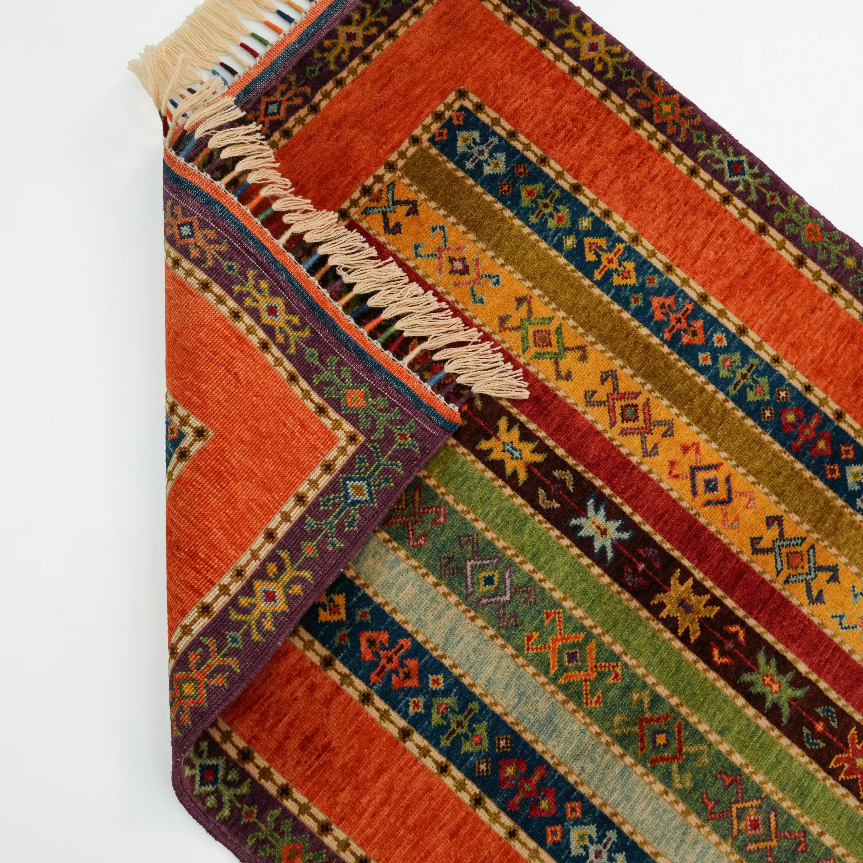 Anadolu Şal Series Handwoven Sivas Zara Patterned Colorful Wool Rug