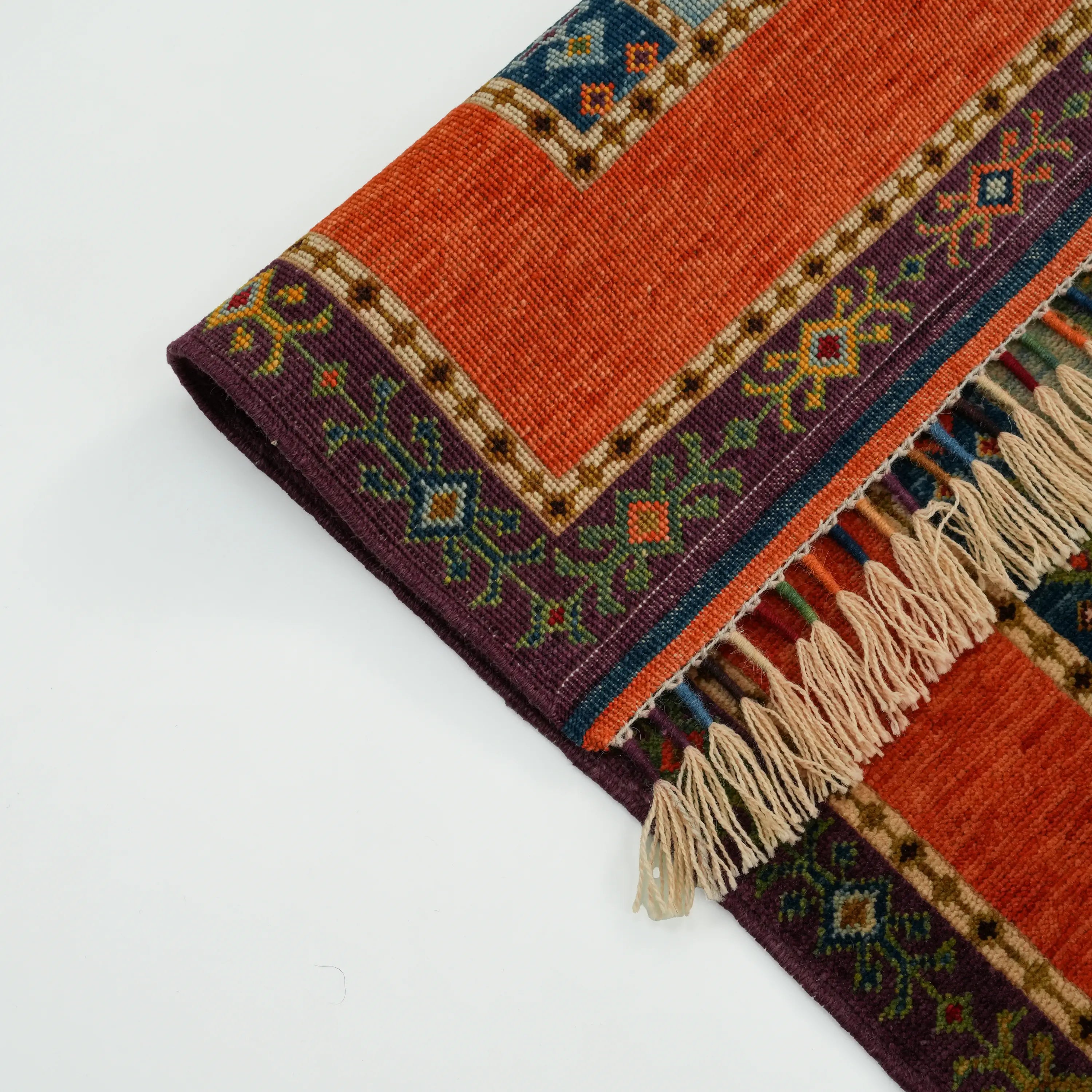 Anadolu Şal Series Handwoven Sivas Zara Patterned Colorful Wool Rug