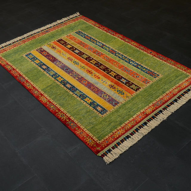 Anadolu Şal Serisi El Dokuma Sivas Zara Desenli Rengarenk Yün Halı, 122x174 cm — Halıcızade