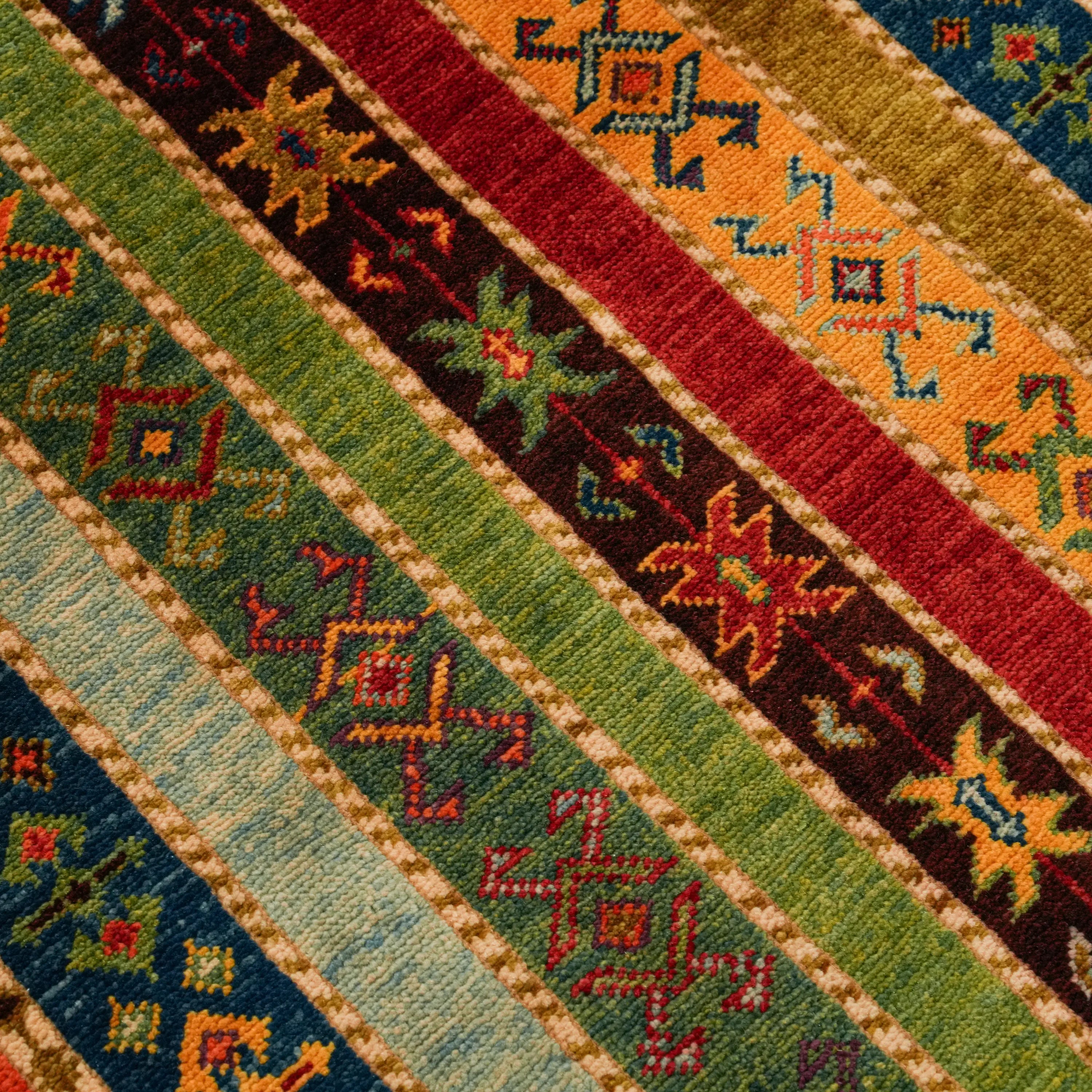 Anadolu Şal Series Handwoven Sivas Zara Patterned Colorful Wool Rug