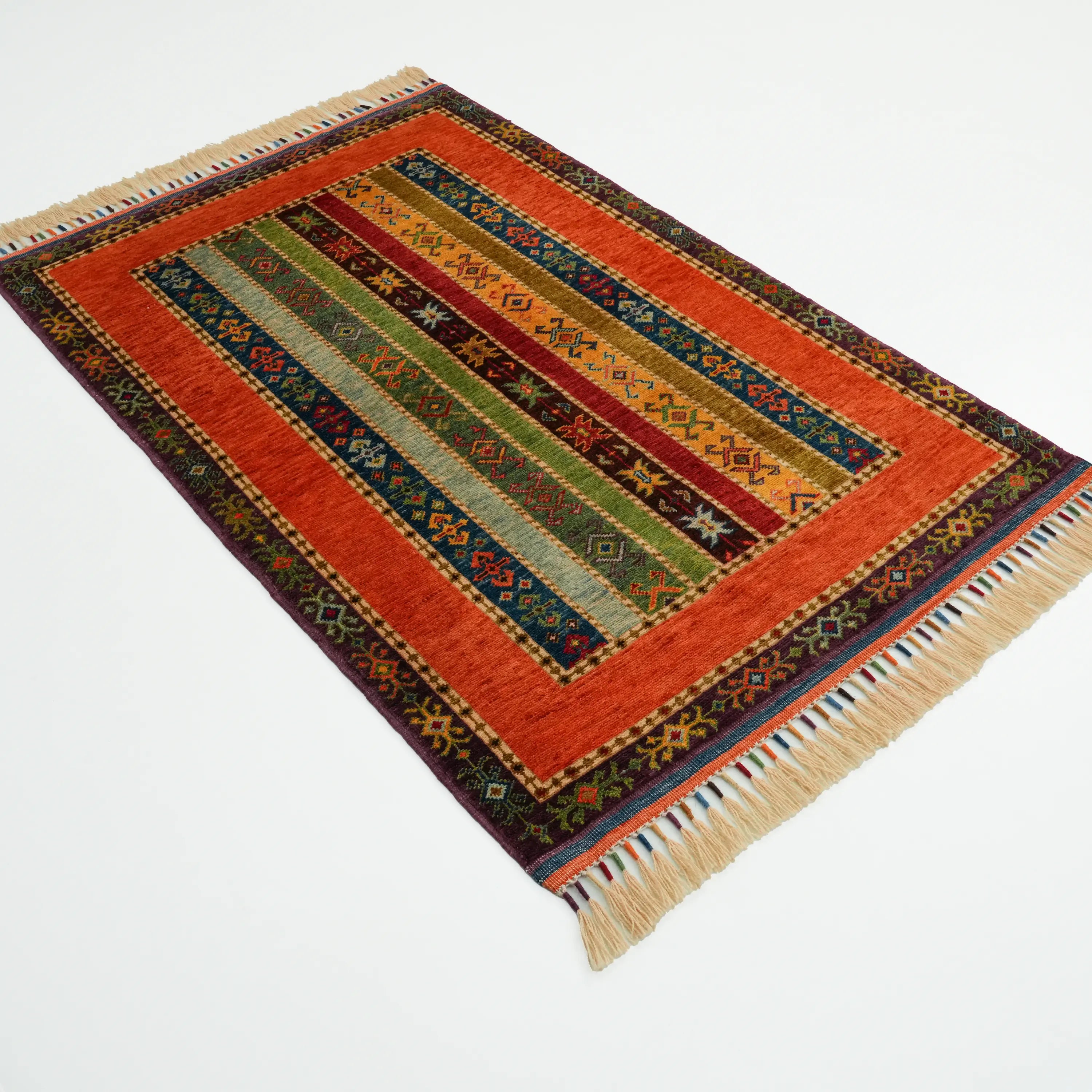 Anadolu Şal Series Handwoven Sivas Zara Patterned Colorful Wool Rug