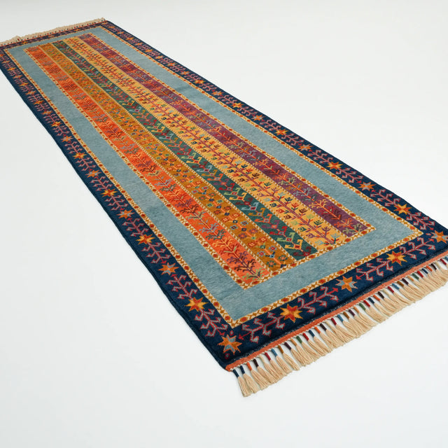 Anadolu Şal Serisi El Dokuma Sivas Zara Desenli Yün Rengarenk Halı, 84x309 cm — Halıcızade