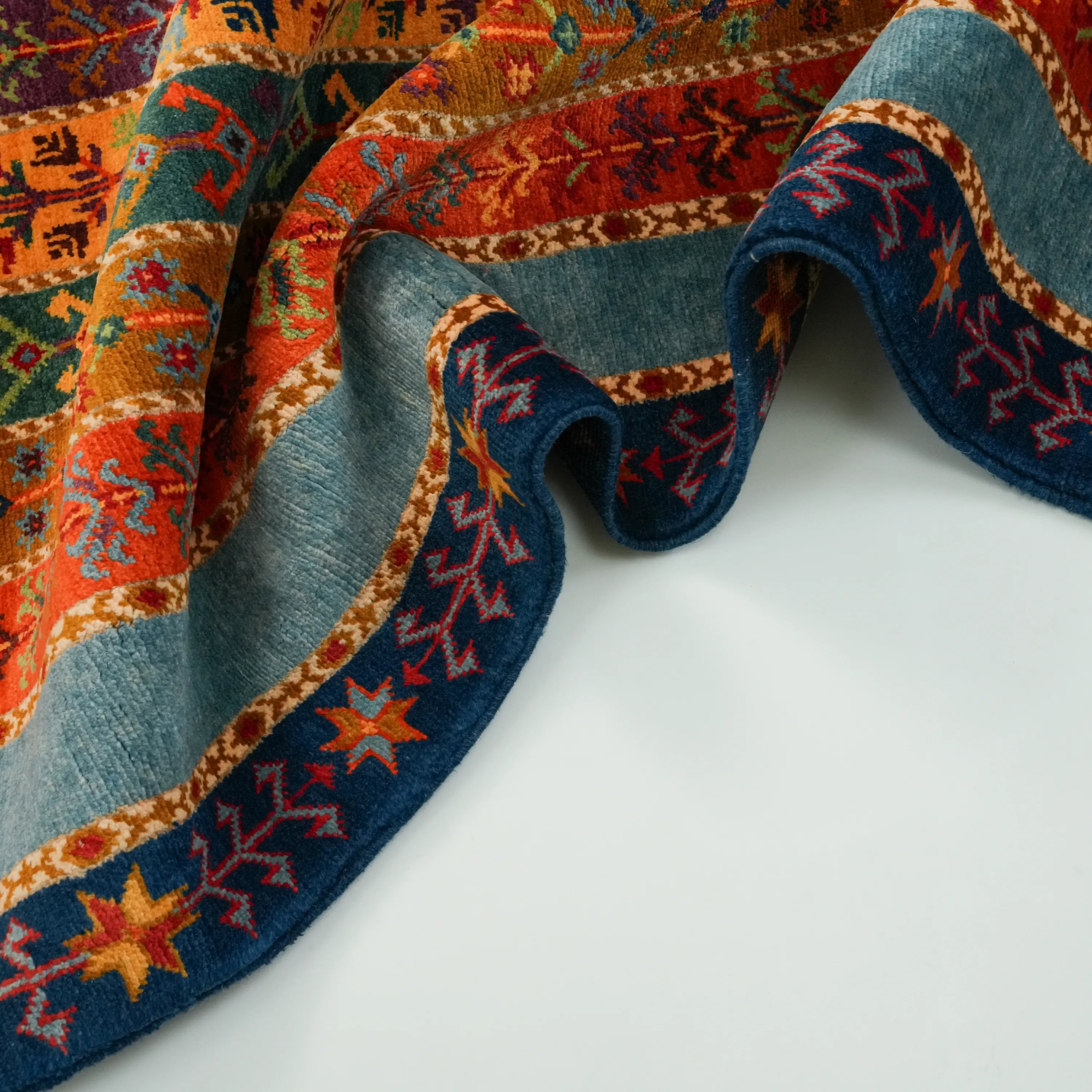 Anadolu Şal Series Handwoven Sivas Zara Patterned Wool Colorful Rug