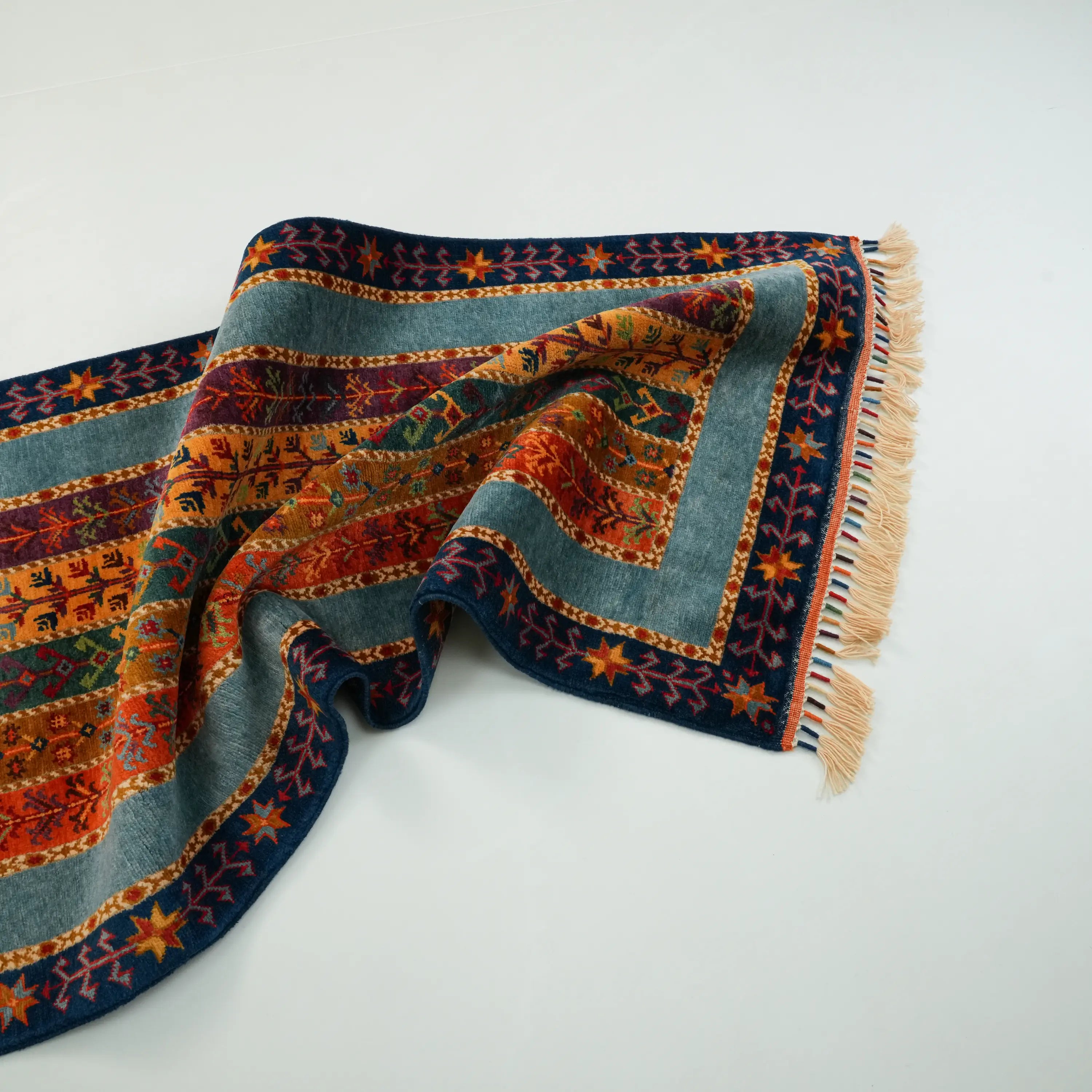 Anadolu Şal Series Handwoven Sivas Zara Patterned Wool Colorful Rug