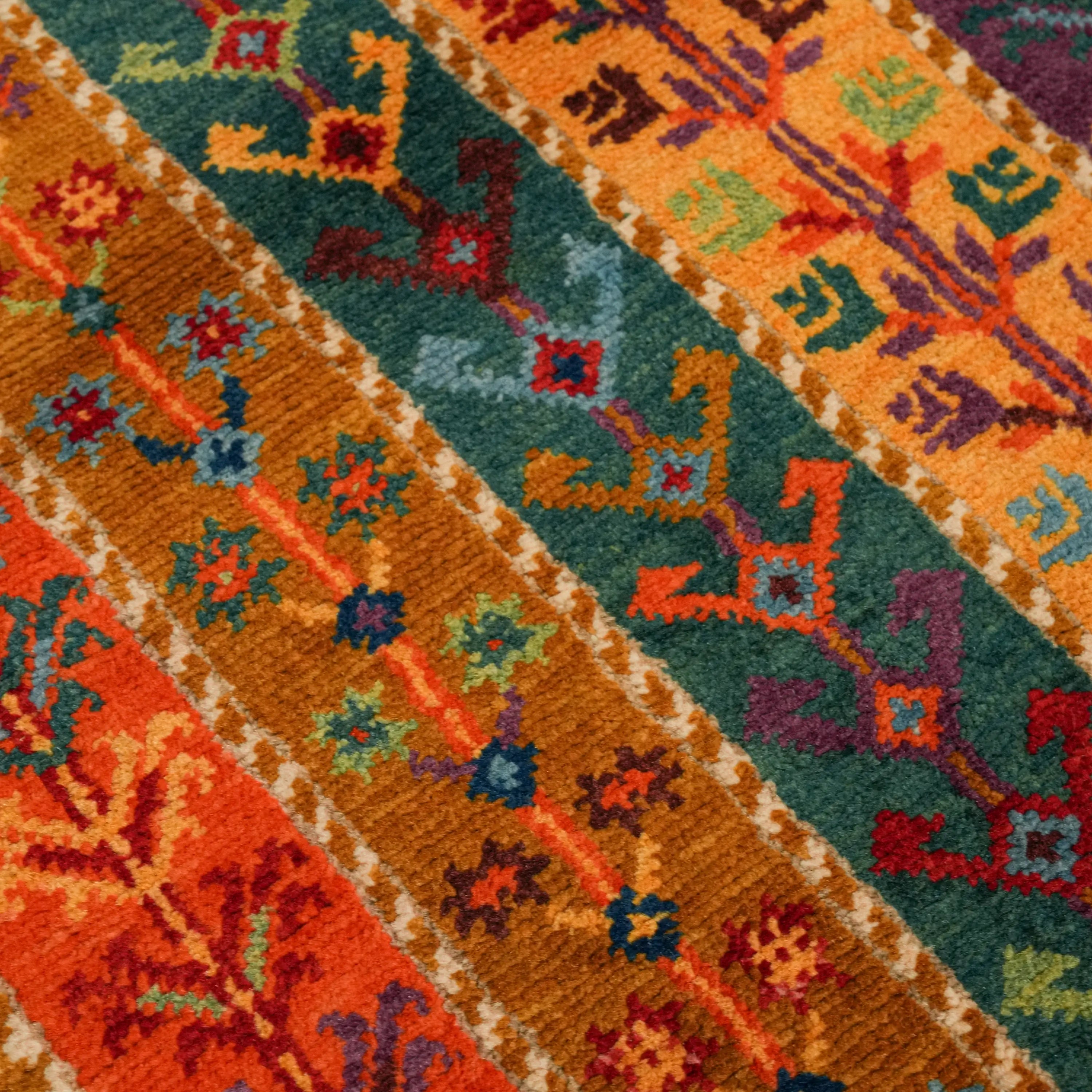 Anadolu Şal Series Handwoven Sivas Zara Patterned Wool Colorful Rug