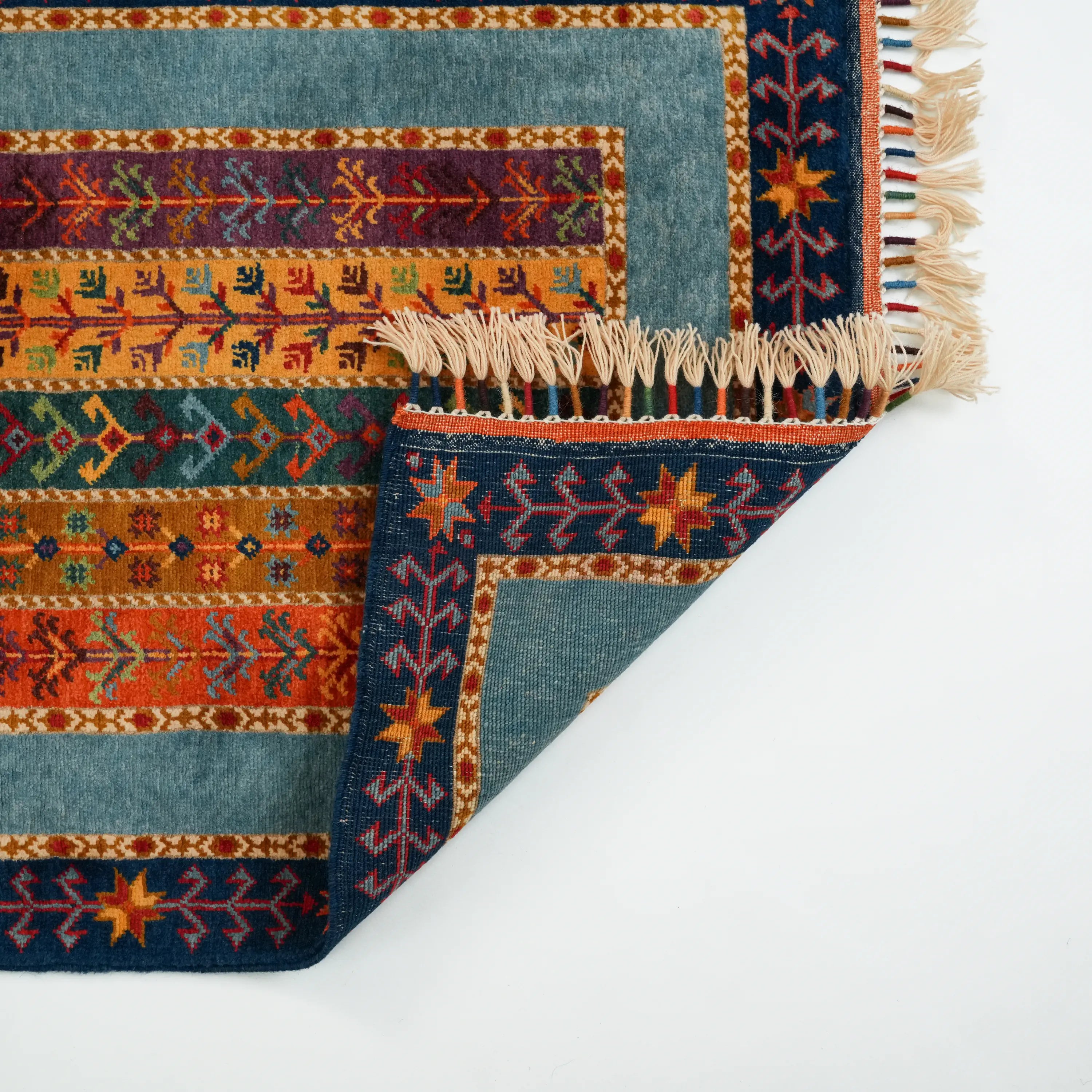 Anadolu Şal Series Handwoven Sivas Zara Patterned Wool Colorful Rug