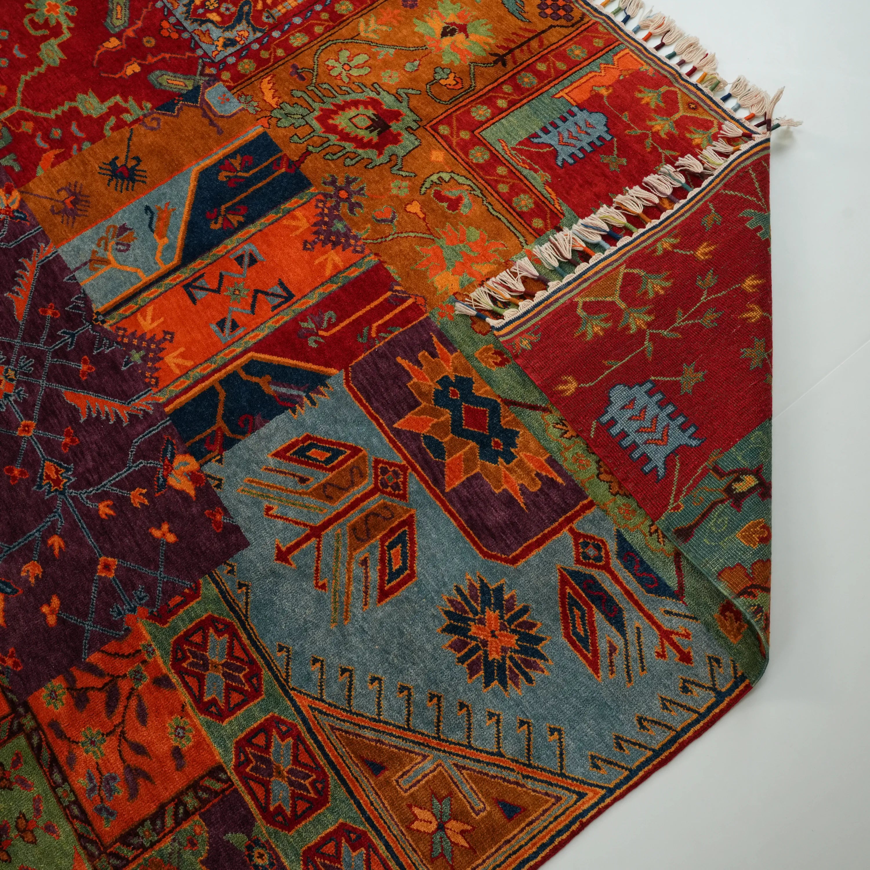 Anadolu Şal Series Handwoven Wool Patchwork Pattern Rug