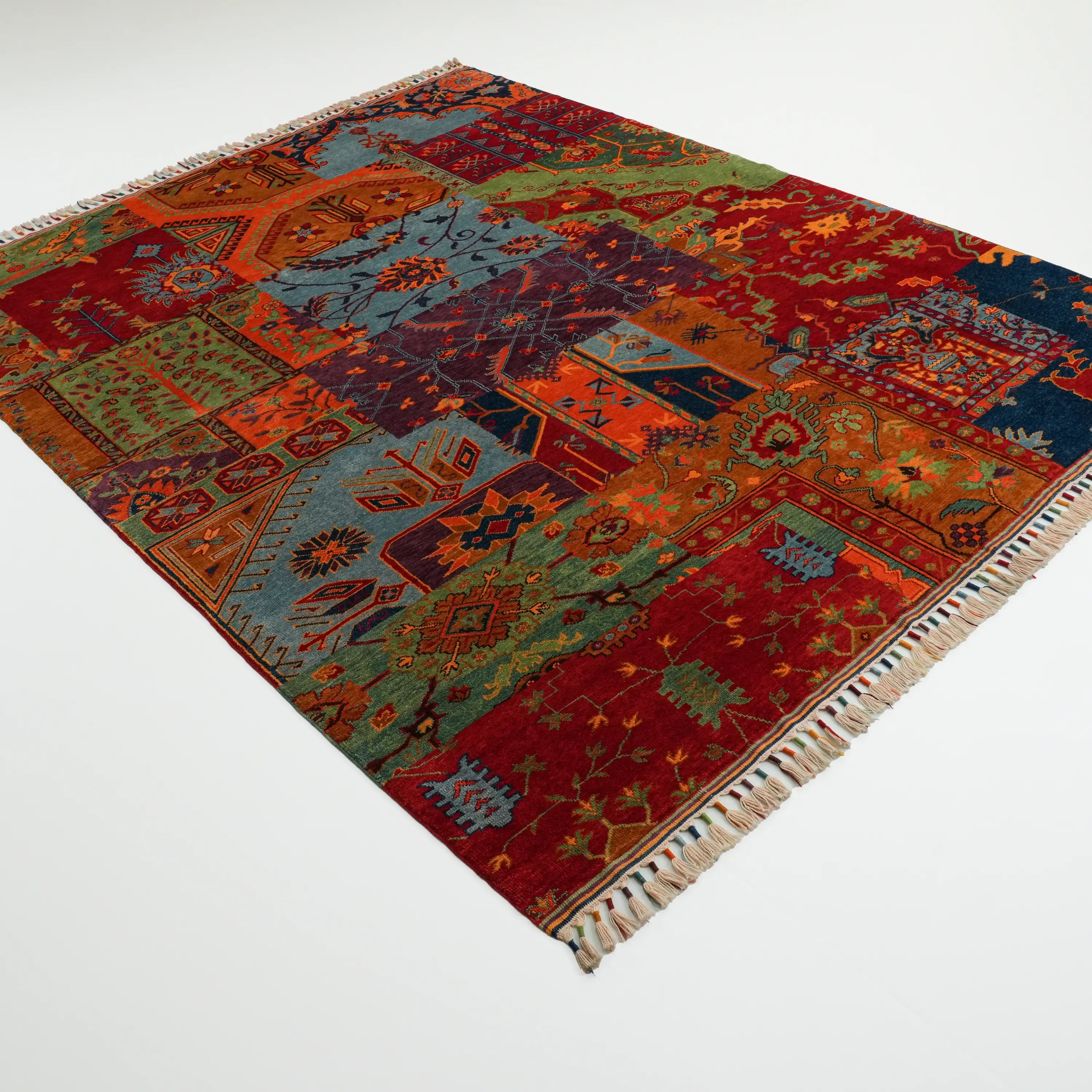 Anadolu Şal Series Handwoven Wool Patchwork Pattern Rug