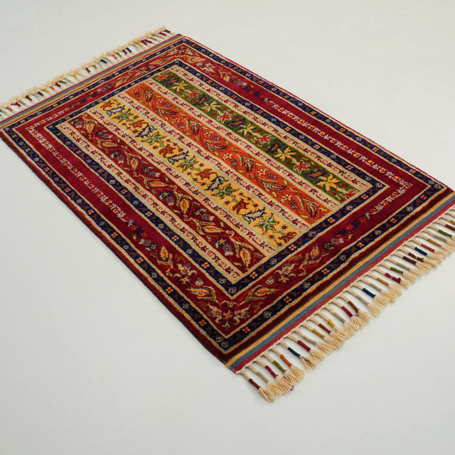 Anadolu Şal Serisi El Dokuma Yün Rengarenk Halı, 82x118 cm — Halıcızade