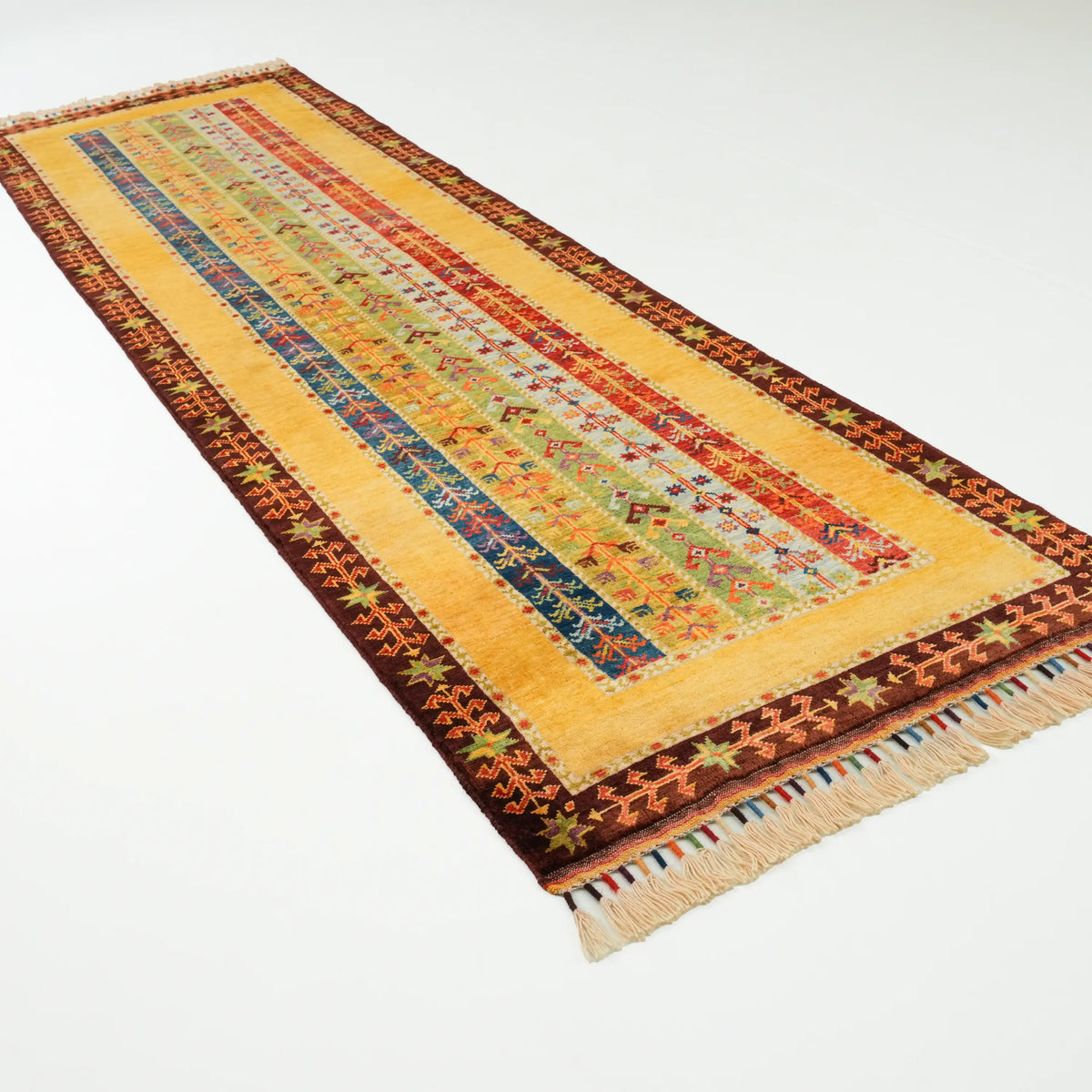 Anadolu Şal Serisi El Dokuma Yün Sivas Zara Desenli Halı, rengarenk, 85x301 cm — Halıcızade