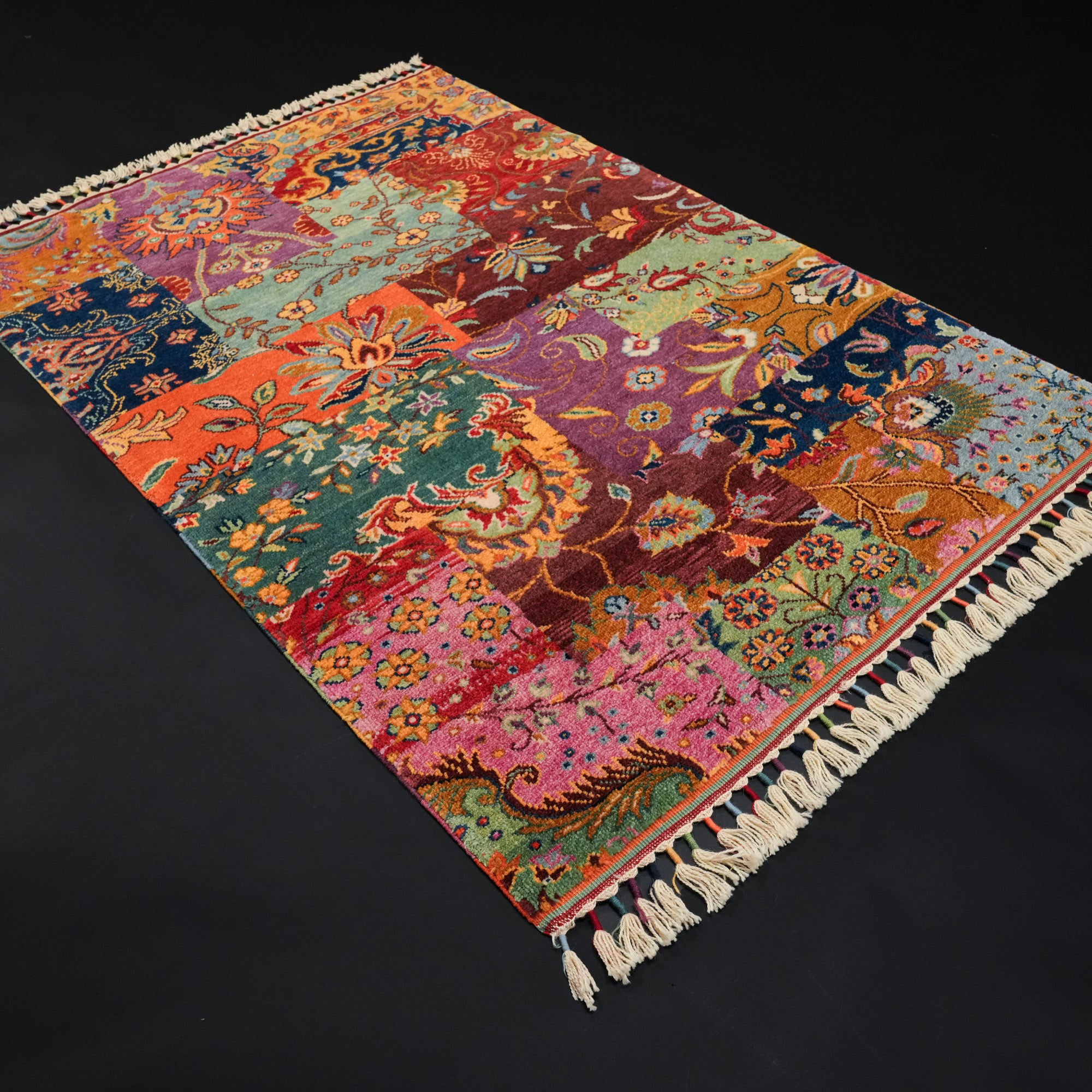 Anatolian Shawl Series Patchwork Patterned Hand-Woven Wool Carpet