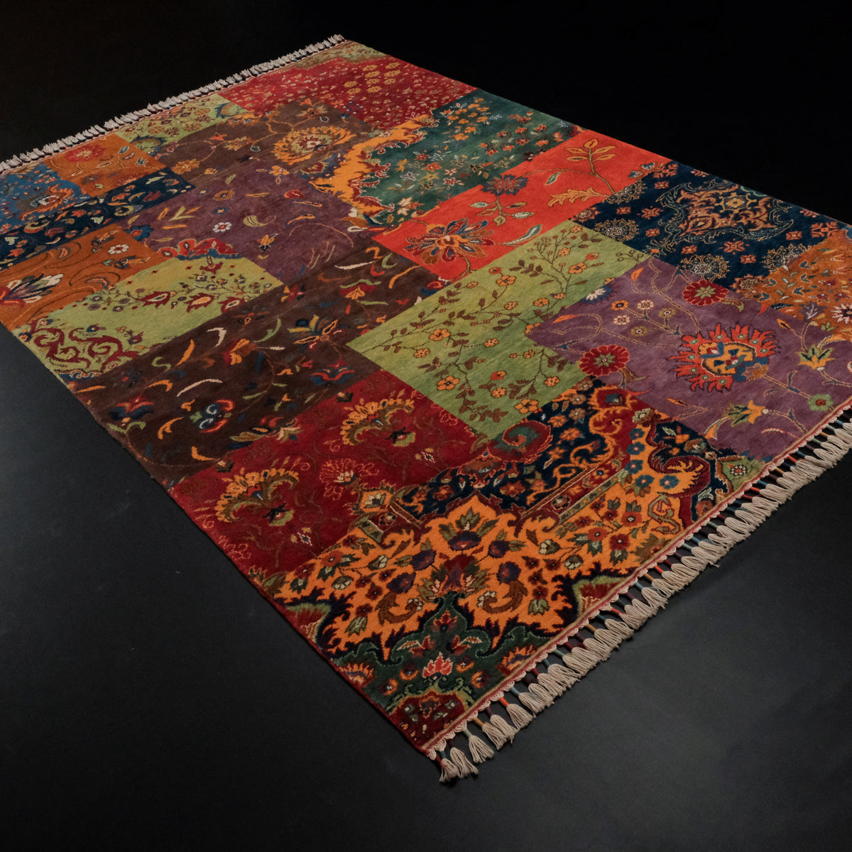 Anadolu Şal Serisi Patchwork Desenli El Dokuma Yün Halı — salon halısı