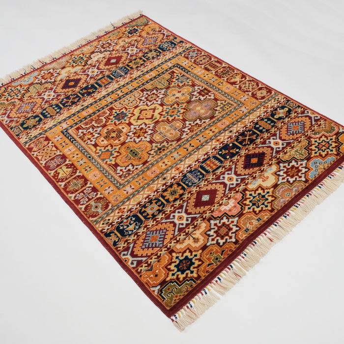 Anadolu Şal Serisi Sivas Zara Desenli El Dokuma Yün Halı, rengarenk, 121x170 cm — Halıcızade