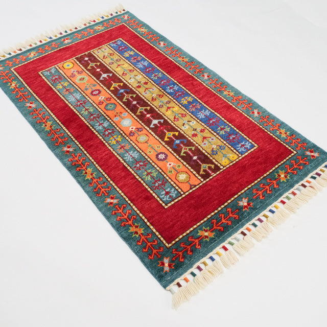 Sivas Zara desenli el dokuma yün halı, rengarenk, 80x128 cm — Halıcızade