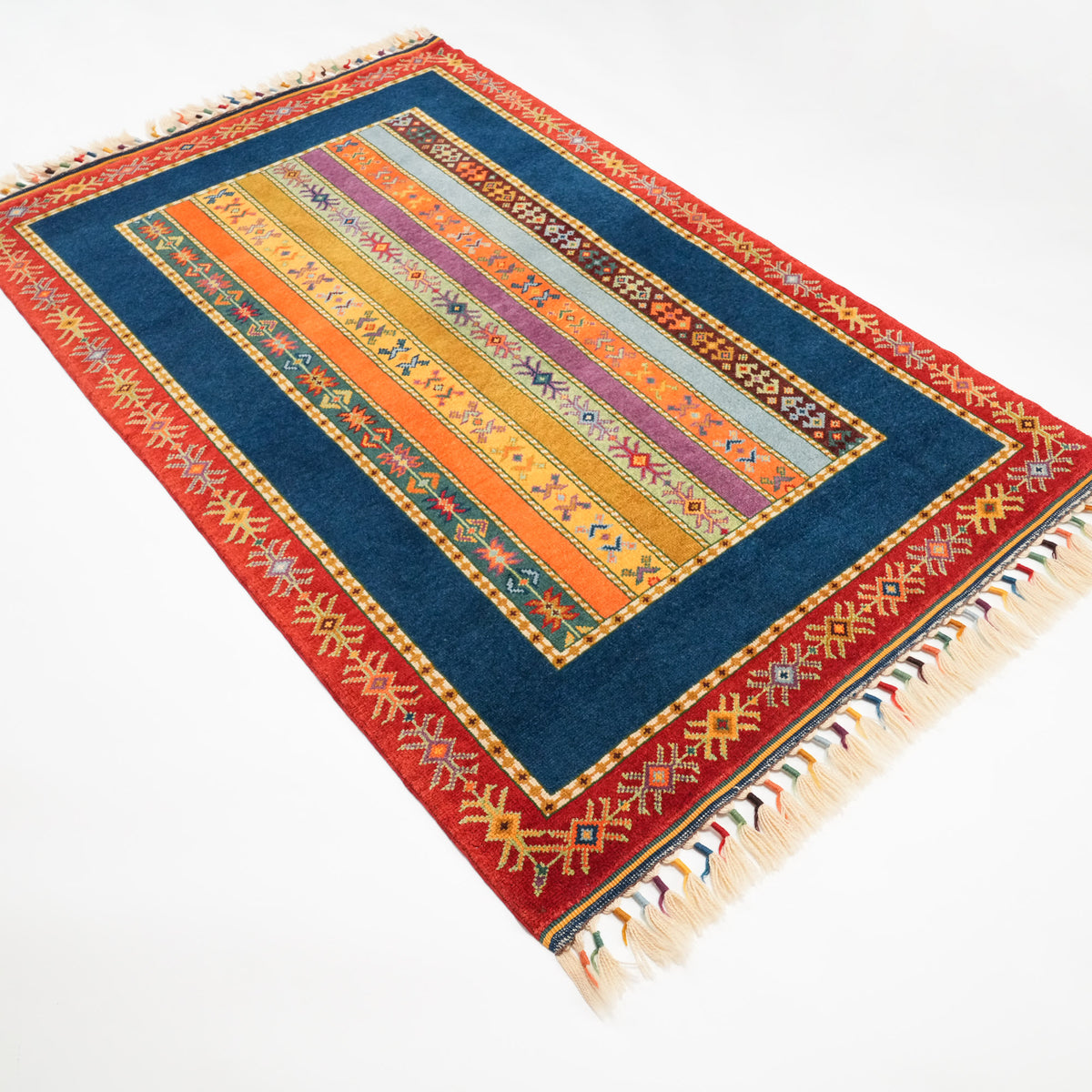 Sivas Zara desenli el dokuma yün halı, rengarenk, 121x185 cm — Halıcızade