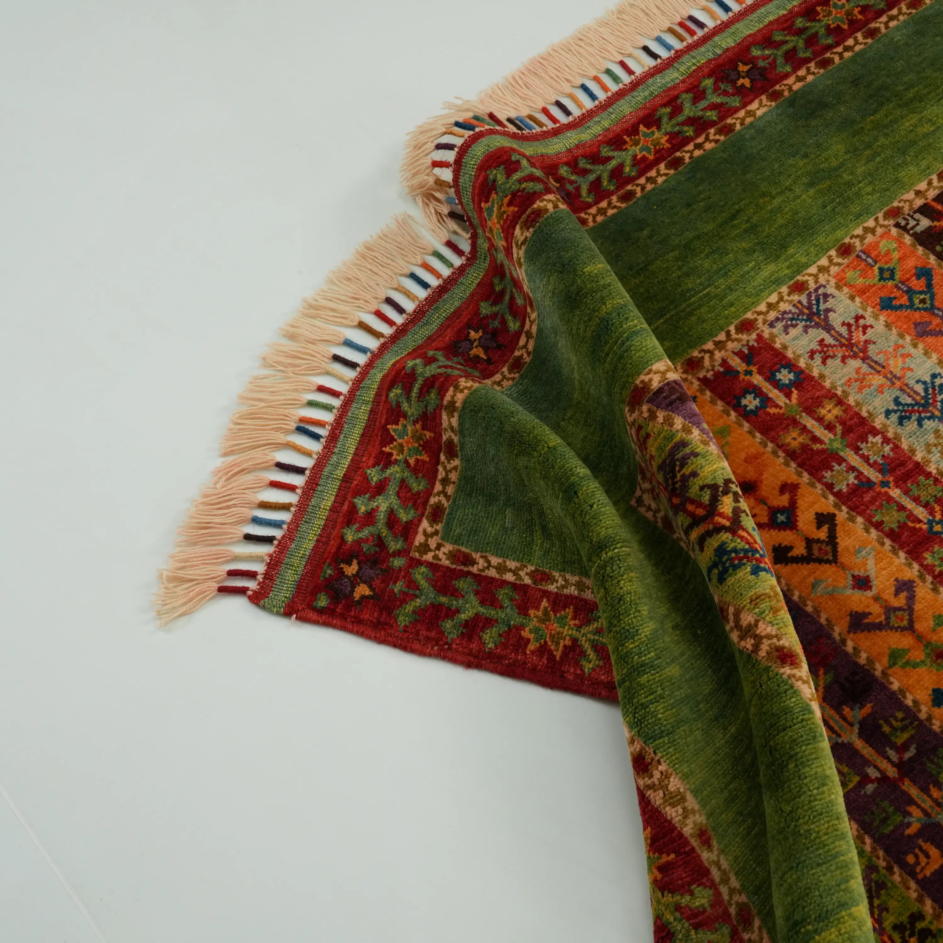 Anadolu Şal Series Sivas Zara Patterned Handwoven Wool Colorful Rug